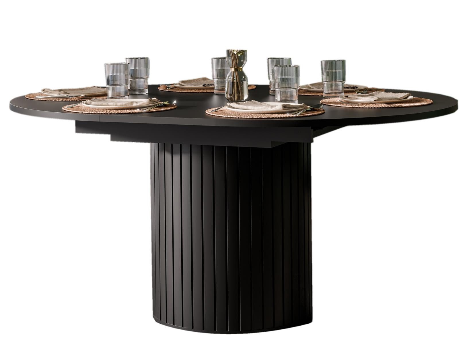 Compleo Esstisch 120-160 cm MODERNO, Säulengestell mit Rillenstruktur, ausz günstig online kaufen