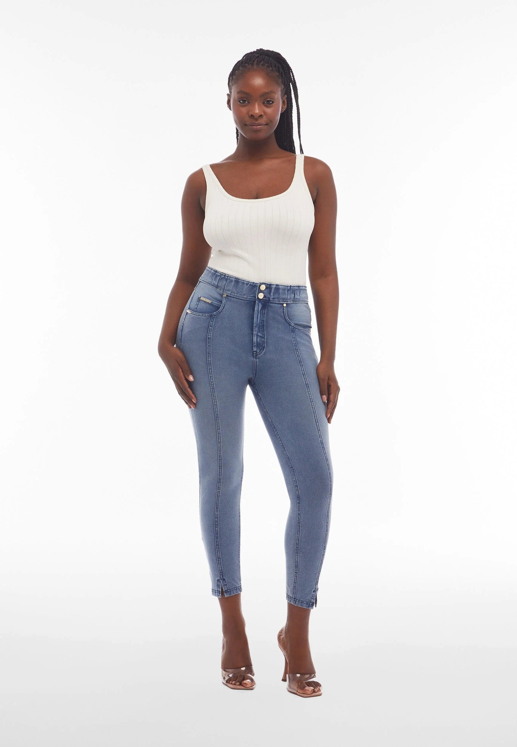 Freddy Jeansjeggings N.O.W.® Denim-Jersey-Hose mit hohem Taillenbund und Schlitzen am Saum mit Stretch-Anteil