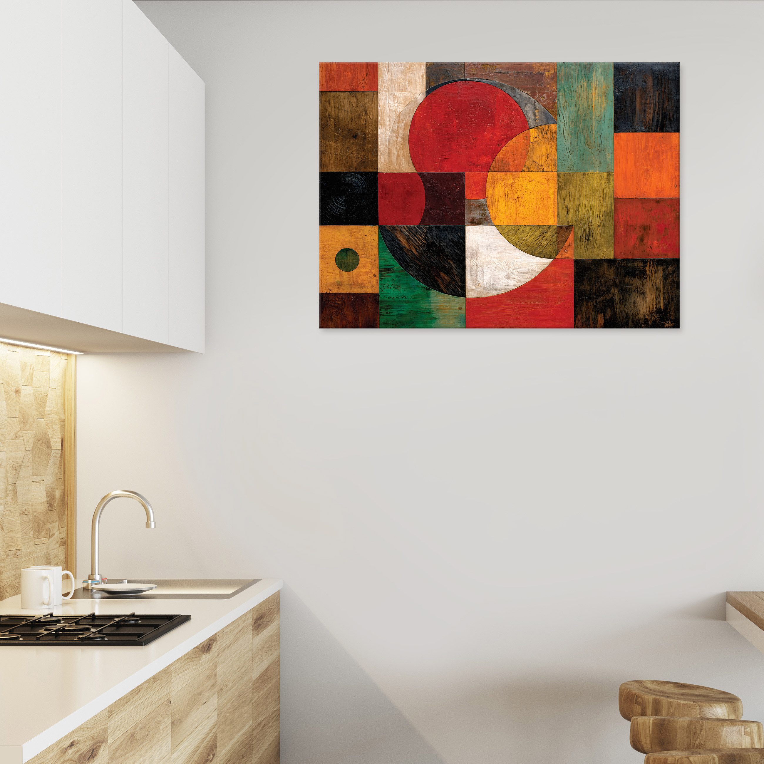 Wallarena Leinwandbild Abstrakt Art Deco - Orange - Modern - Wohnzimmer, Abstrakt, 40x30x2cm