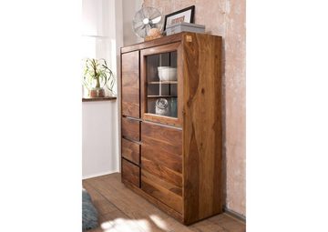 Massivmoebel24 Highboard Highboard Sheesham 102x40x147 noble unique lackiert SYDNEY #125