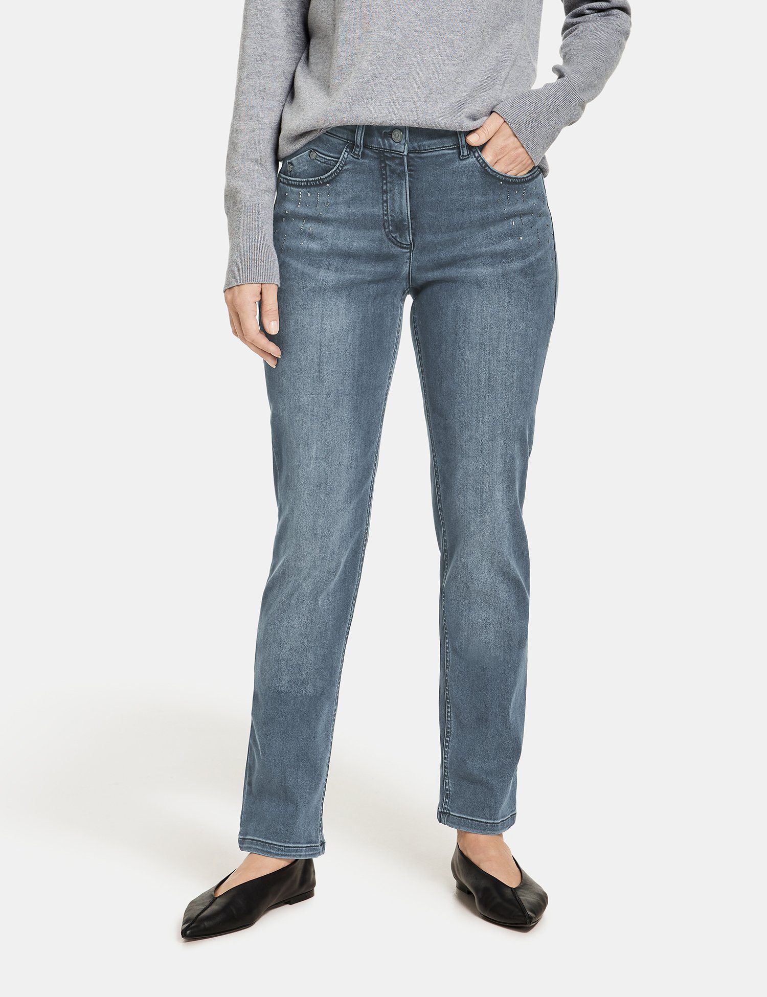GERRY WEBER Stretch-Jeans Best4me SlimFit Denim Sateen mit Steinchendekor