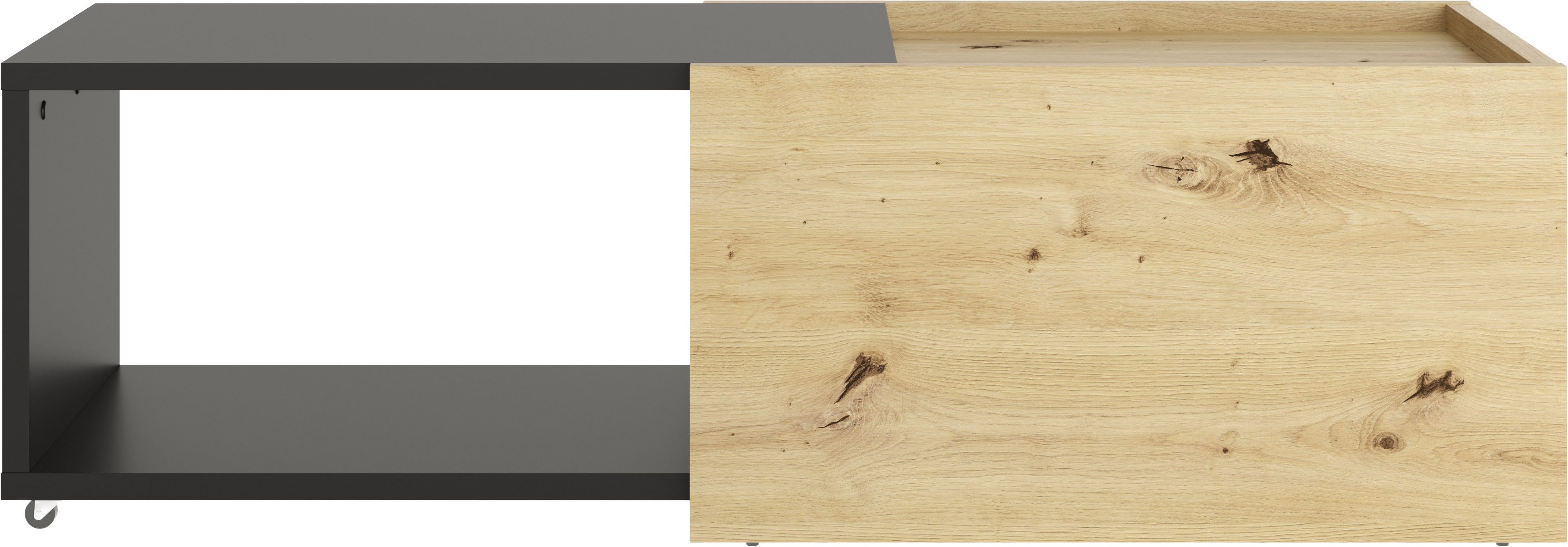 FMD Couchtisch Slide, flexibel ausziehbar, mit Rollen, Breite: 70 bis 125 cm