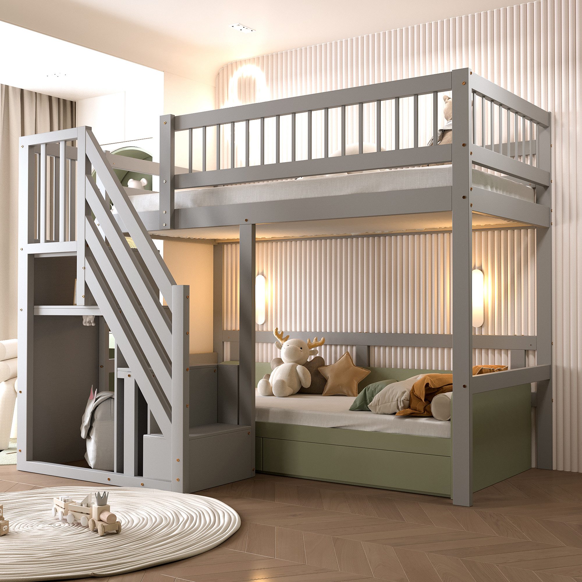 Odikalo Kinderbett Hochbett Massivholzbett Bettgestell 90x200 günstig online kaufen