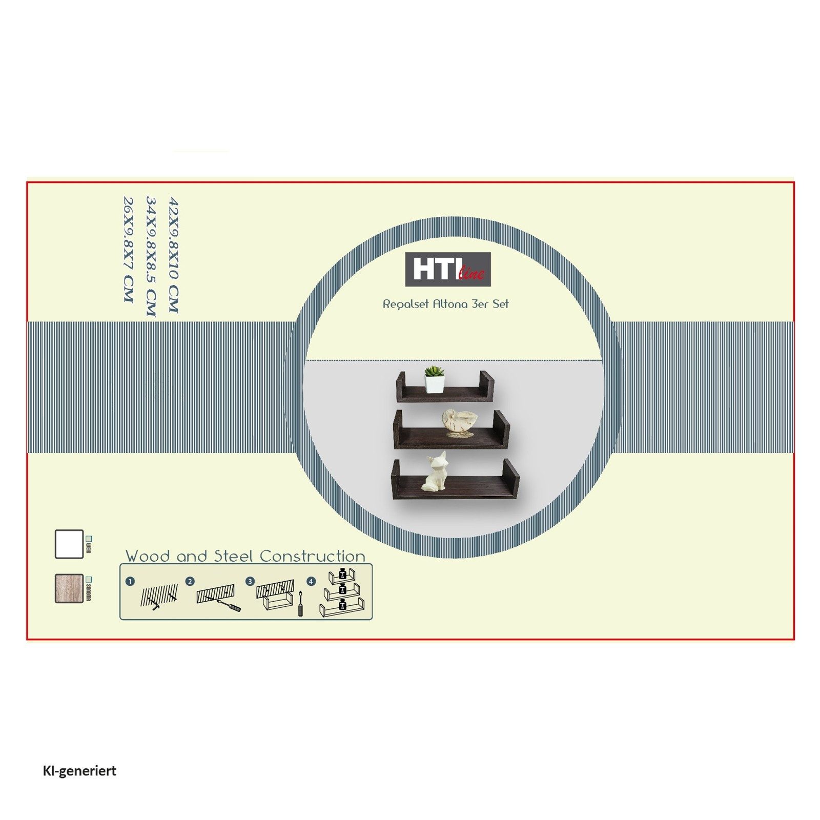 HTI-Line Wandregal Regalset Altona 945 3er-Set, Set 3-tlg., Wandregal Wandboard