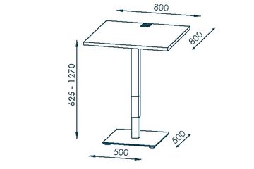 möbelando Schreibtisch 5511 (BxHxT: 80x127x80 cm), aus Metall / Spanplatte in Metall anthrazit - weiß matt