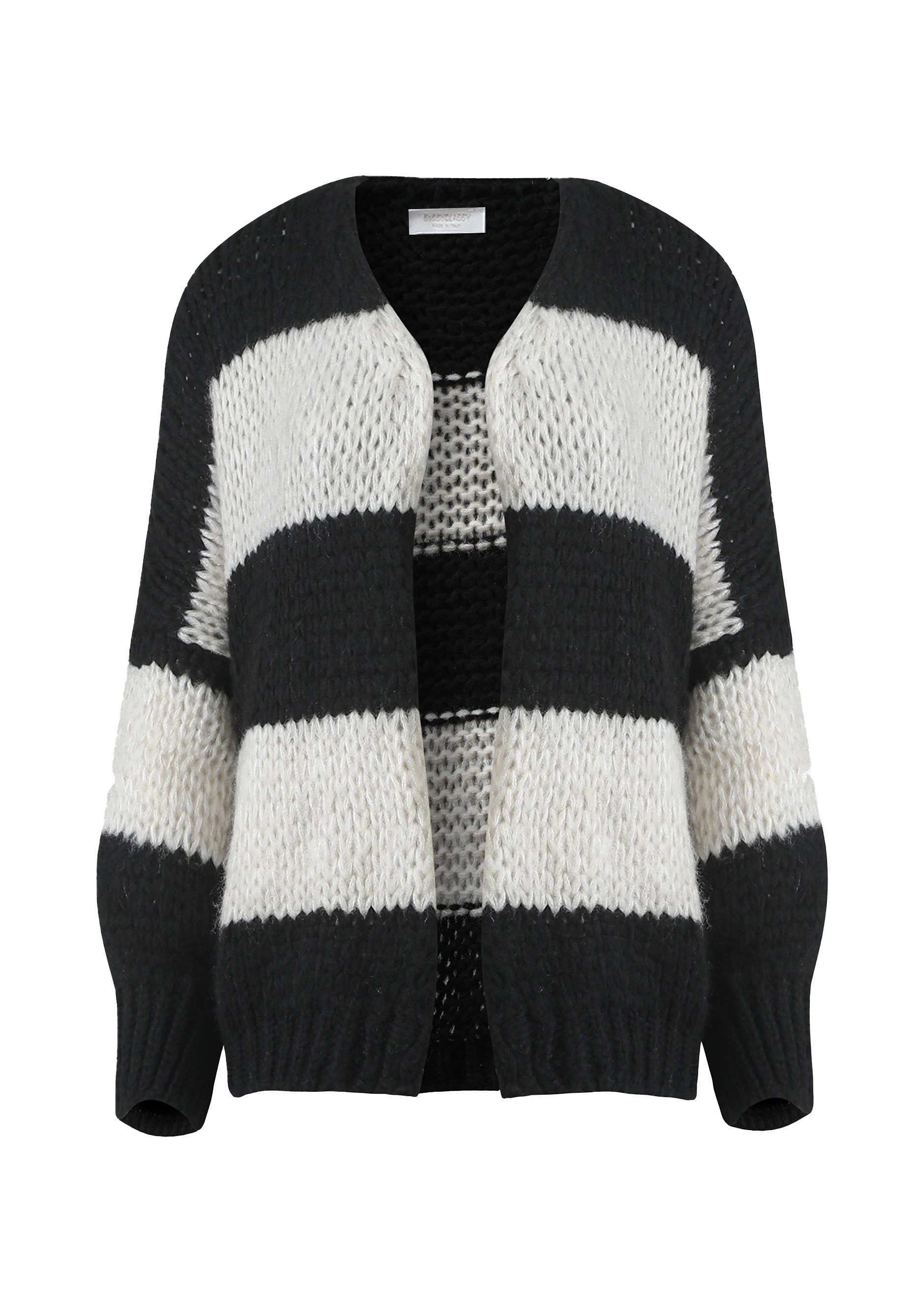 SASSYCLASSY Cardigan Oversize Strickjacke Damen Blockstreifen günstig online kaufen