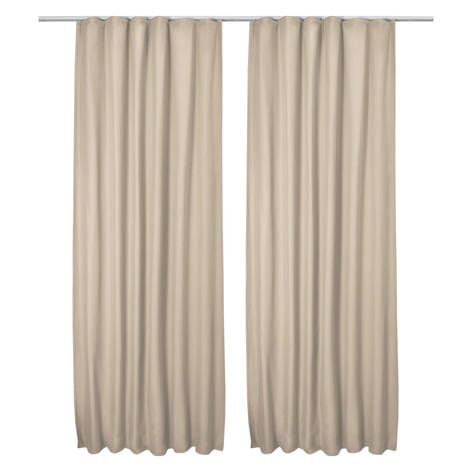 Beautissu Vorhang 2er Set Thermovorhang Gardine Creme Amelie TK, 140x245cm, Vorhang isolierend Kälte- & Hitzeschutz Universalband Verdunkelnd