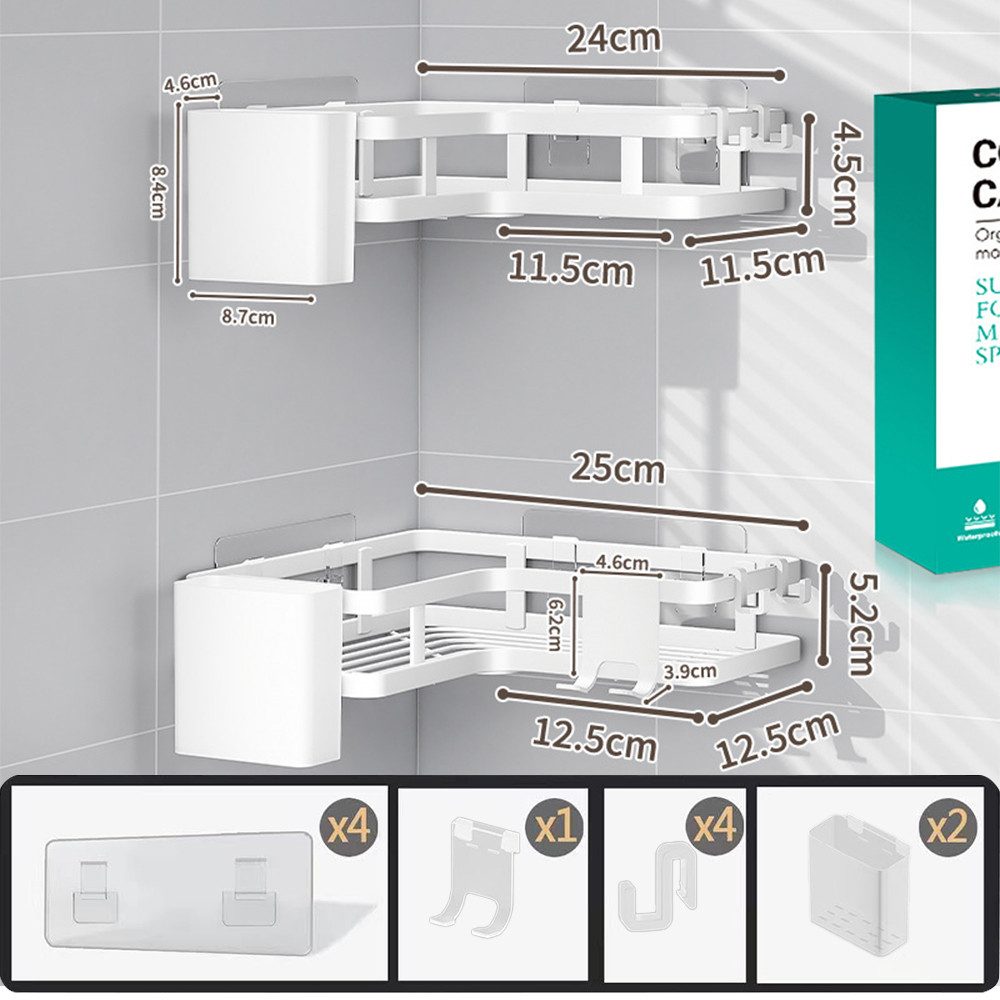 NUODWELL Duschkorb 2 Stück Duschablage Ohne Bohren, Badezimmer Organizer, E günstig online kaufen