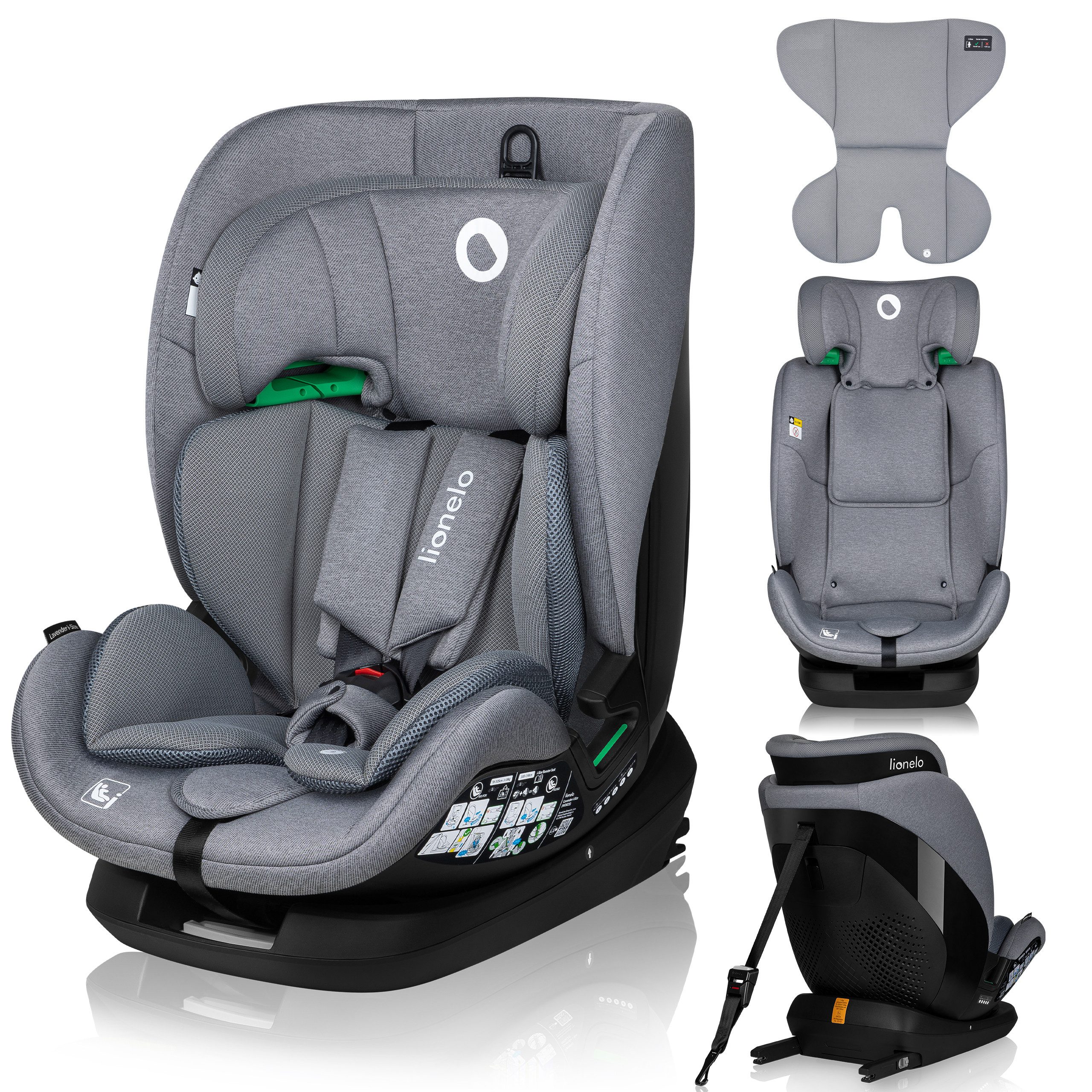 lionelo Autokindersitz LAVENDER I-SIZE, ab: ab 1 Jahr, bis: bis 12 Jahren, ab: 9,00 kg, bis: 36,00 kg, (Set), i-Size/9-36kg/ISOFIX/Breiter Einstellbereich