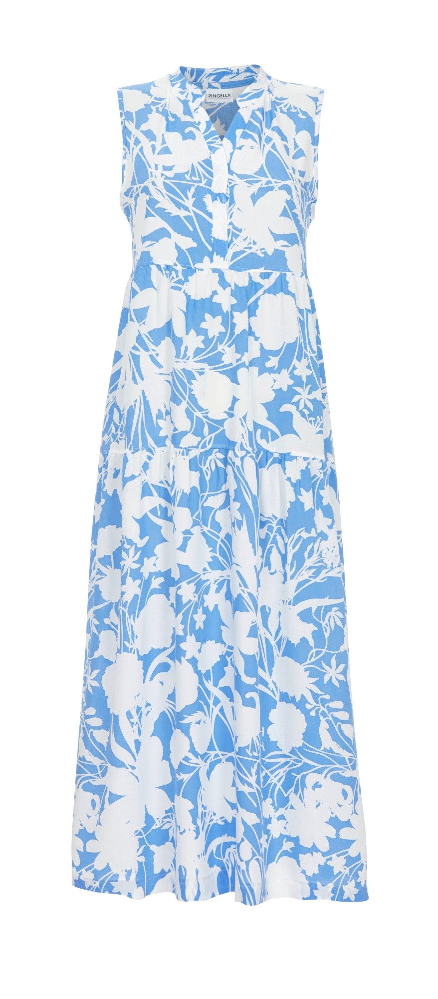 Ringella Sommerkleid Ärmelloses Maxikleid aus feiner Webware in Stufenoptik Feine Webwaren-Qualität