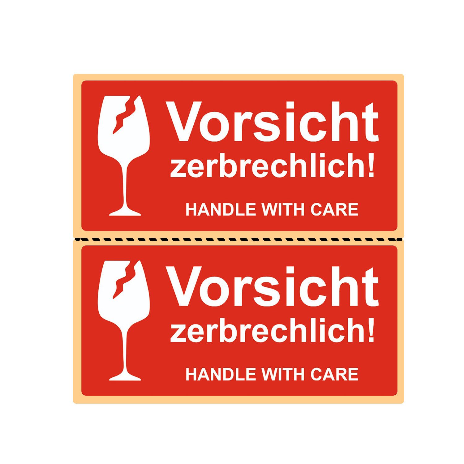 GoodMarkt Etiketten Vorsicht zerbrechliche Aufkleber – 102 x 48 mm Rolle mit 250 Etiketten, Vorsichtig behandeln – leuchtend rote Warnschilder – selbstklebend – Bild 5 von 5