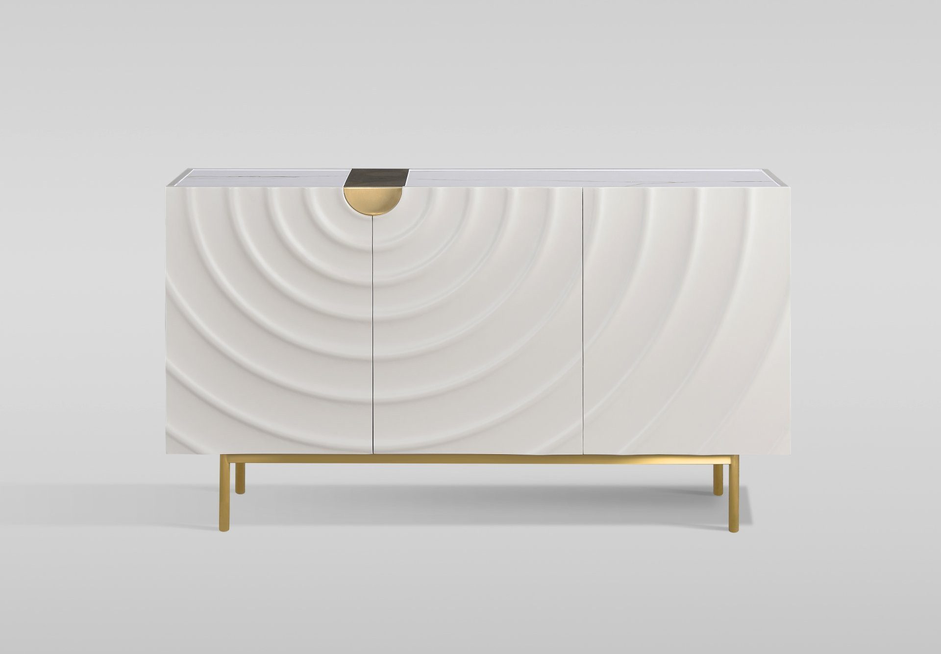 Livin Hill Kommode Stilig, elegante 3D-Struktur mit weißer Glanzplatte