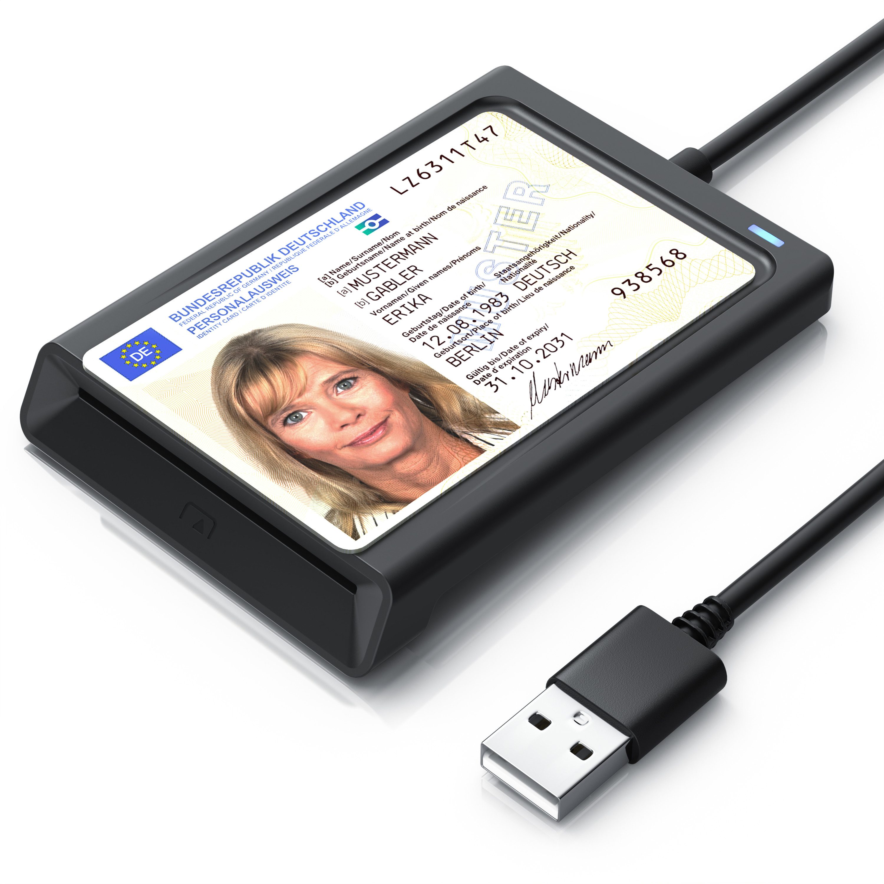 CSL Speicherkartenleser USB Smart Card Reader mit NFC, Chipkartenleser, SIM Kartenlesegerät, für Personalausweis Gesundheitskarte Bankkarte, Win 11 komp.