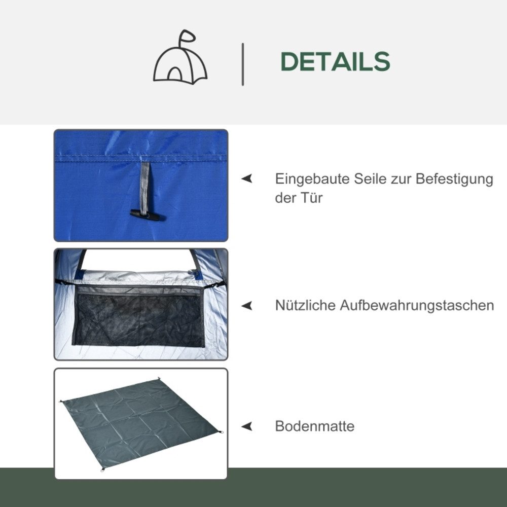 CHICFURN Faltzelt Pop-up Dusch- und Umkleidezelt mit Tragetasche, Dunkelblau, (Packung, 1 tlg., Geeignet als mobile Outdoor-Umkleide oder Toilettenkabine), 126 x 124 x 189 cm, ideal für Camping, Strand und Festival use