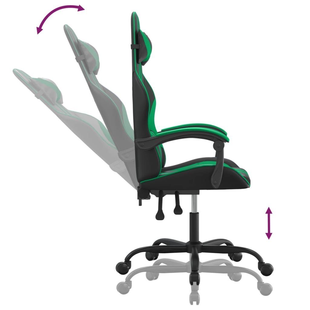 vidaXL Gaming-Stuhl St) und Schwarz Drehbar Schwarz (1 Kunstleder grün grün | und Gaming-Stuhl Grün Schwarz und