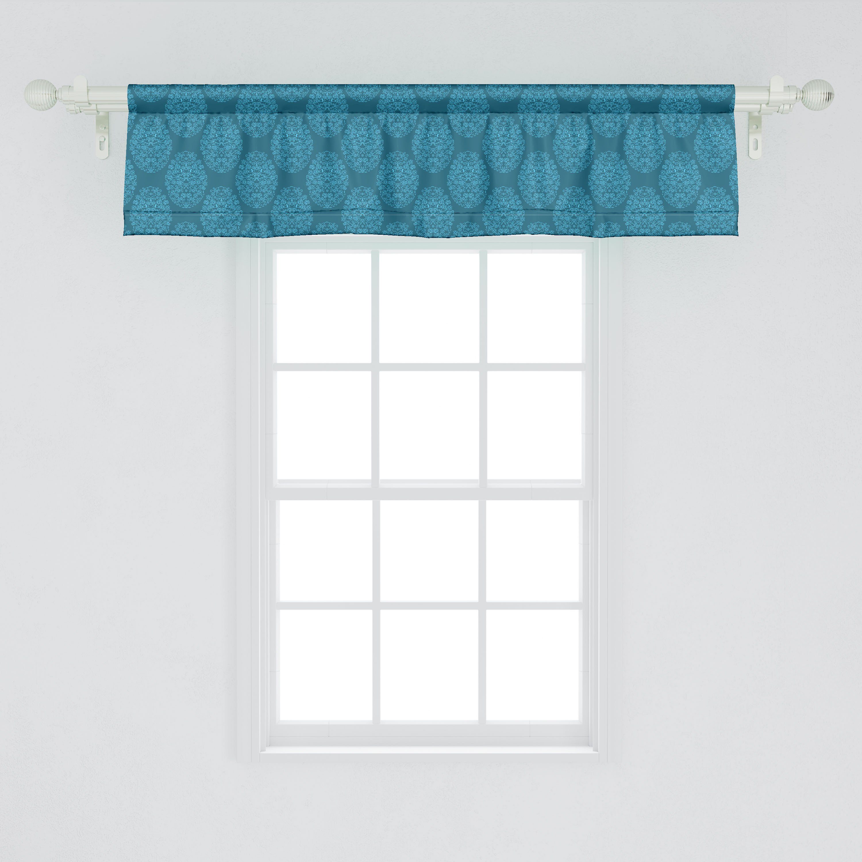 Scheibengardine Vorhang Volant für Küche mit Schlafzimmer Blumenblüten Ei Runder Wirbel Abakuhaus, Microfaser, Stangentasche, Dekor