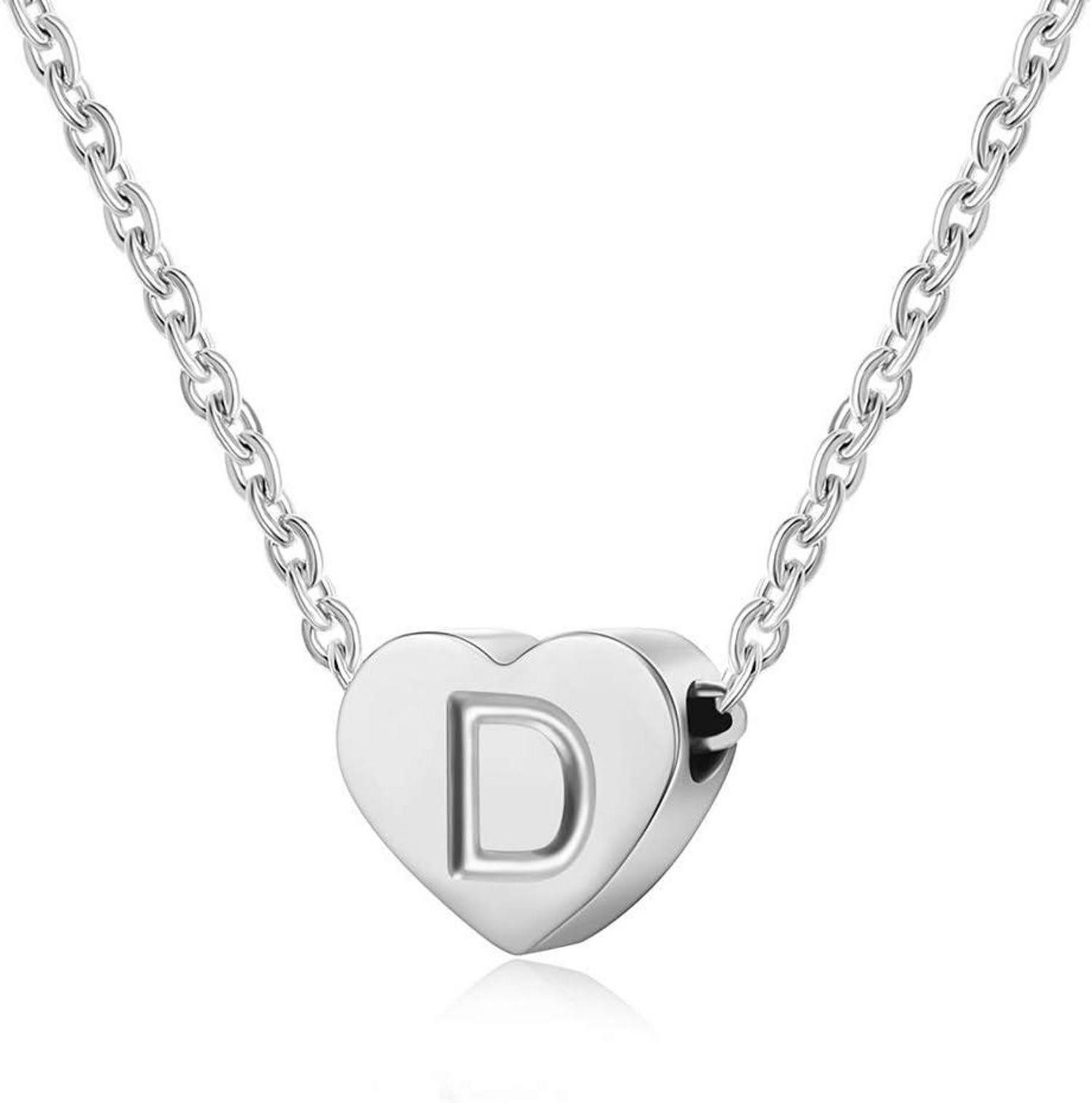 Kette und Anhänger Set Silber Halskette mit Buchstabenherz Anhänger - Initialschmuck für