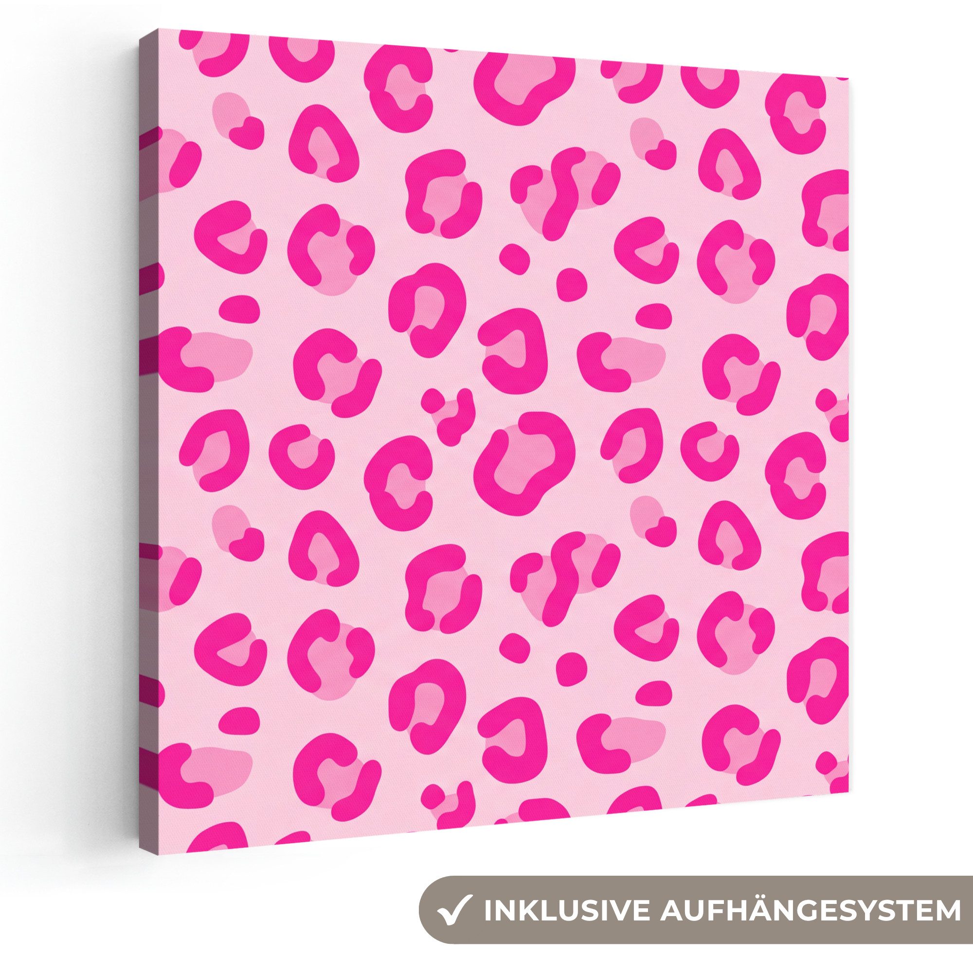 OneMillionCanvasses® Leinwandbild Tiermuster – Muster – Abstrakt – Modern – Rosa, Fotodruck (1 St), Wandbild, Deko Schlafzimmer Wohnzimmer Flur 20x20 cm