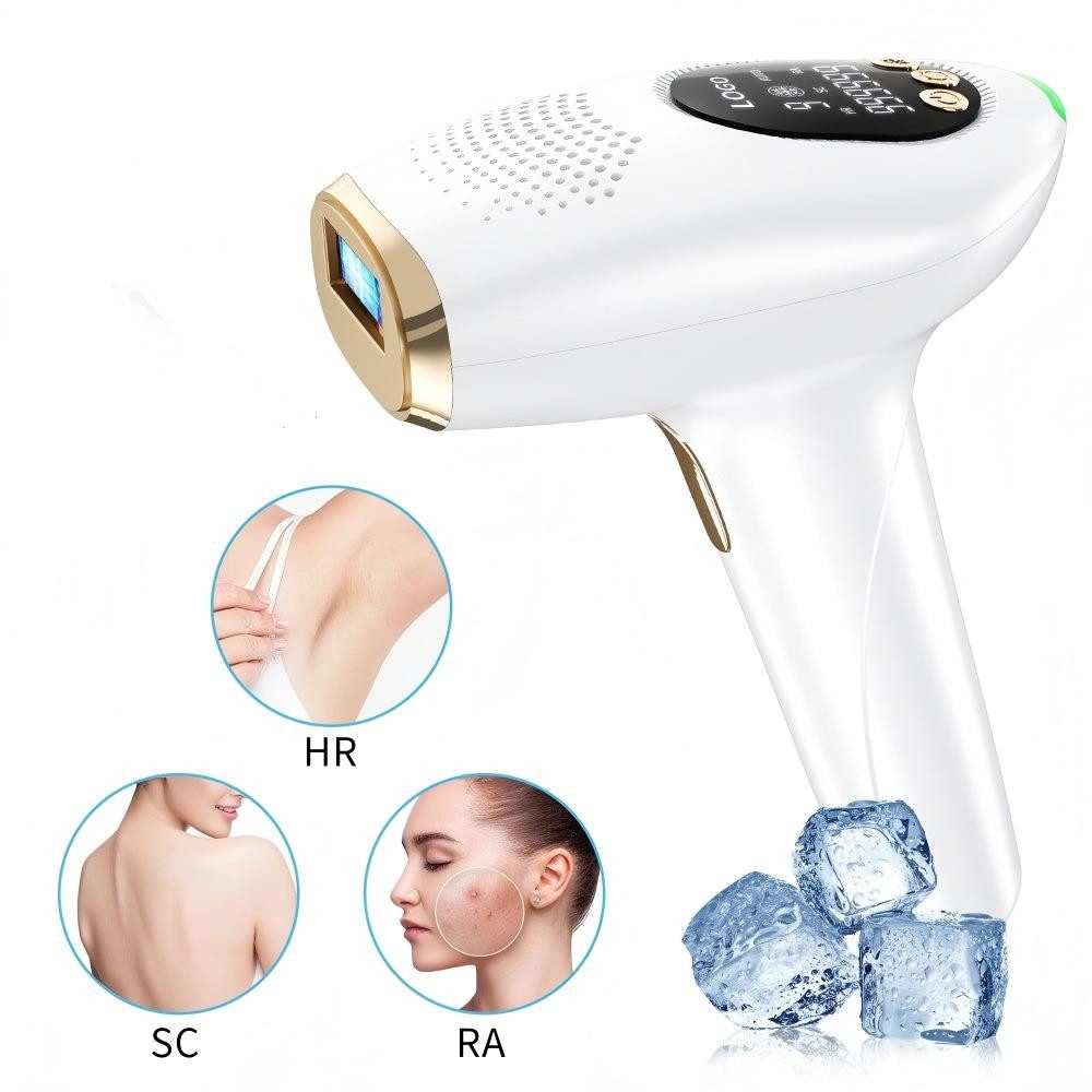 feinlux IPL-Haarentferner Laser Haarentfernung mit Eiskühlung Pflegefunktion, 999999 Lichtimpulse, Haarentfernungsgerät für Achseln Beine Arme Bikinizone (1-Weiß), für Frauen Permanent