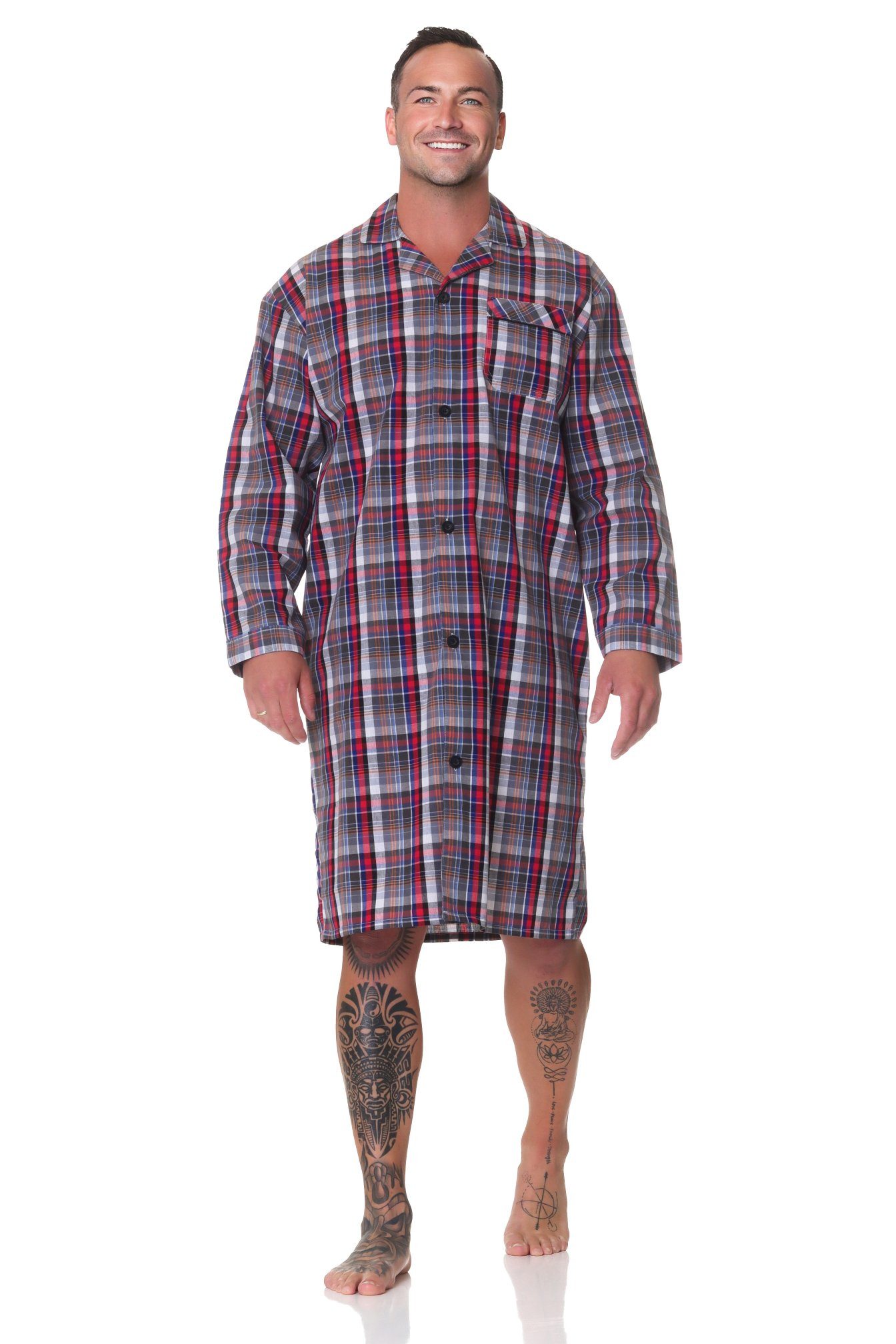 Normann Pyjama Normann Herren langarm Nachthemd gewebt - auch in Übergröße günstig online kaufen