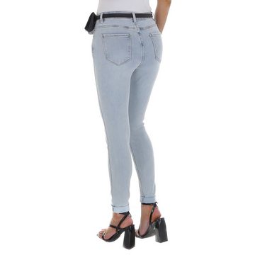 Ital-Design Skinny-fit-Jeans Damen Freizeit Stretch High Waist Jeans in Hellblau