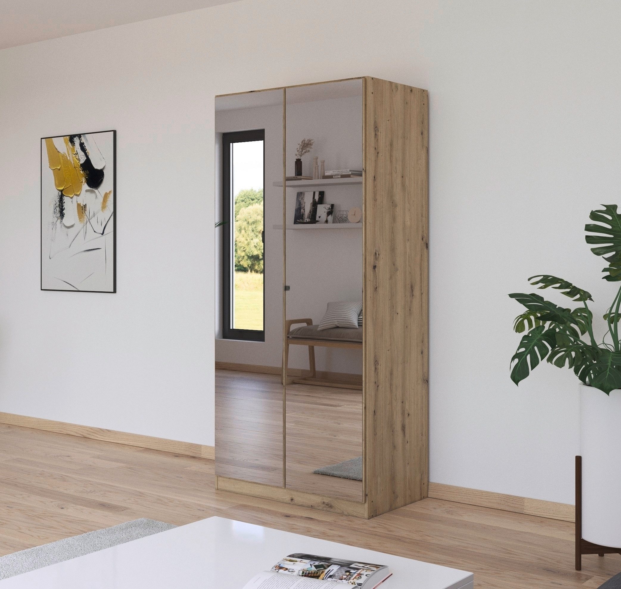 rauch Drehtürenschrank Reflect mit Spiegelfront, inkl. praktischer Inneneinteilung