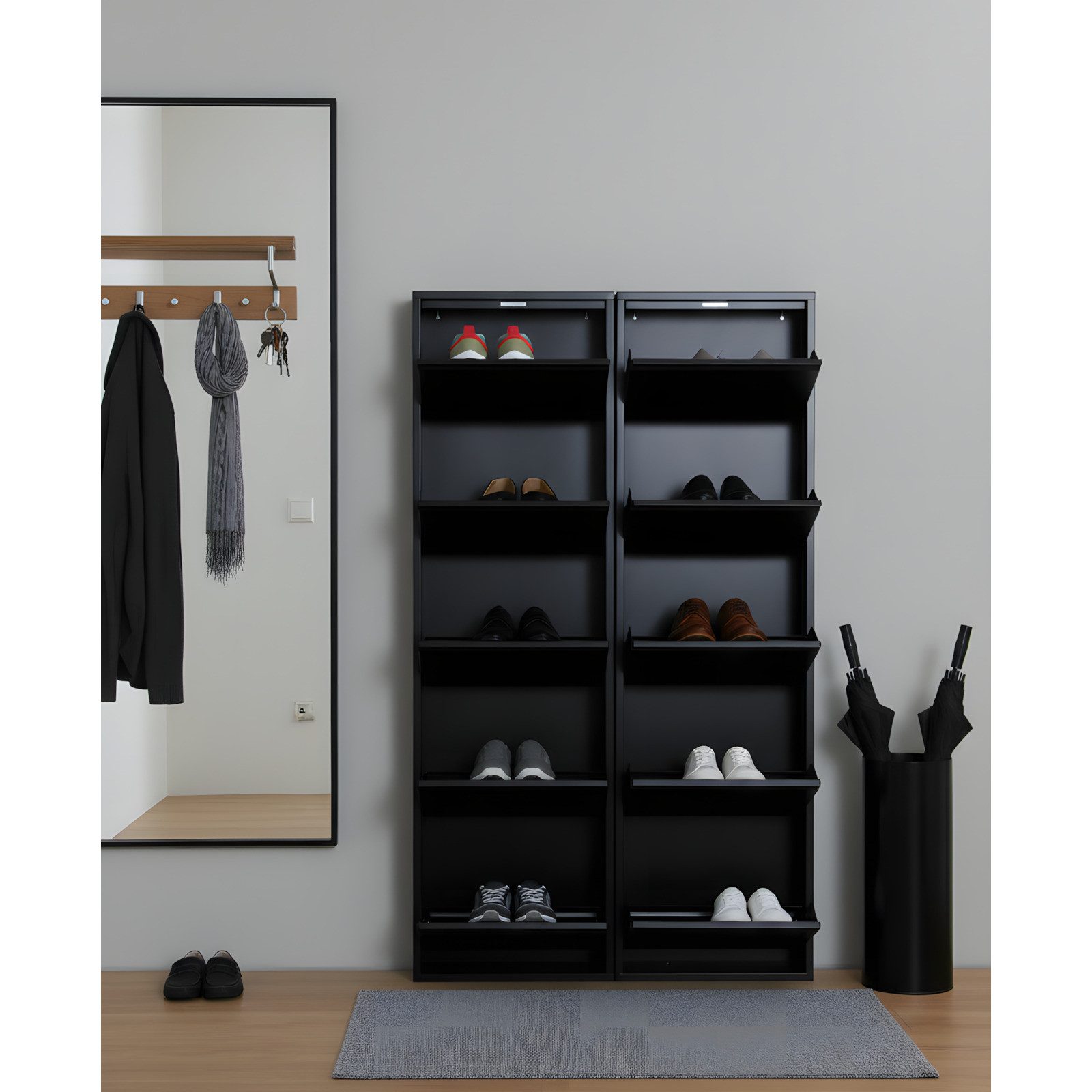 ebuy24 Schuhschrank Pisa Schuhschrank mit 10 Klappen/ Türen in Metall