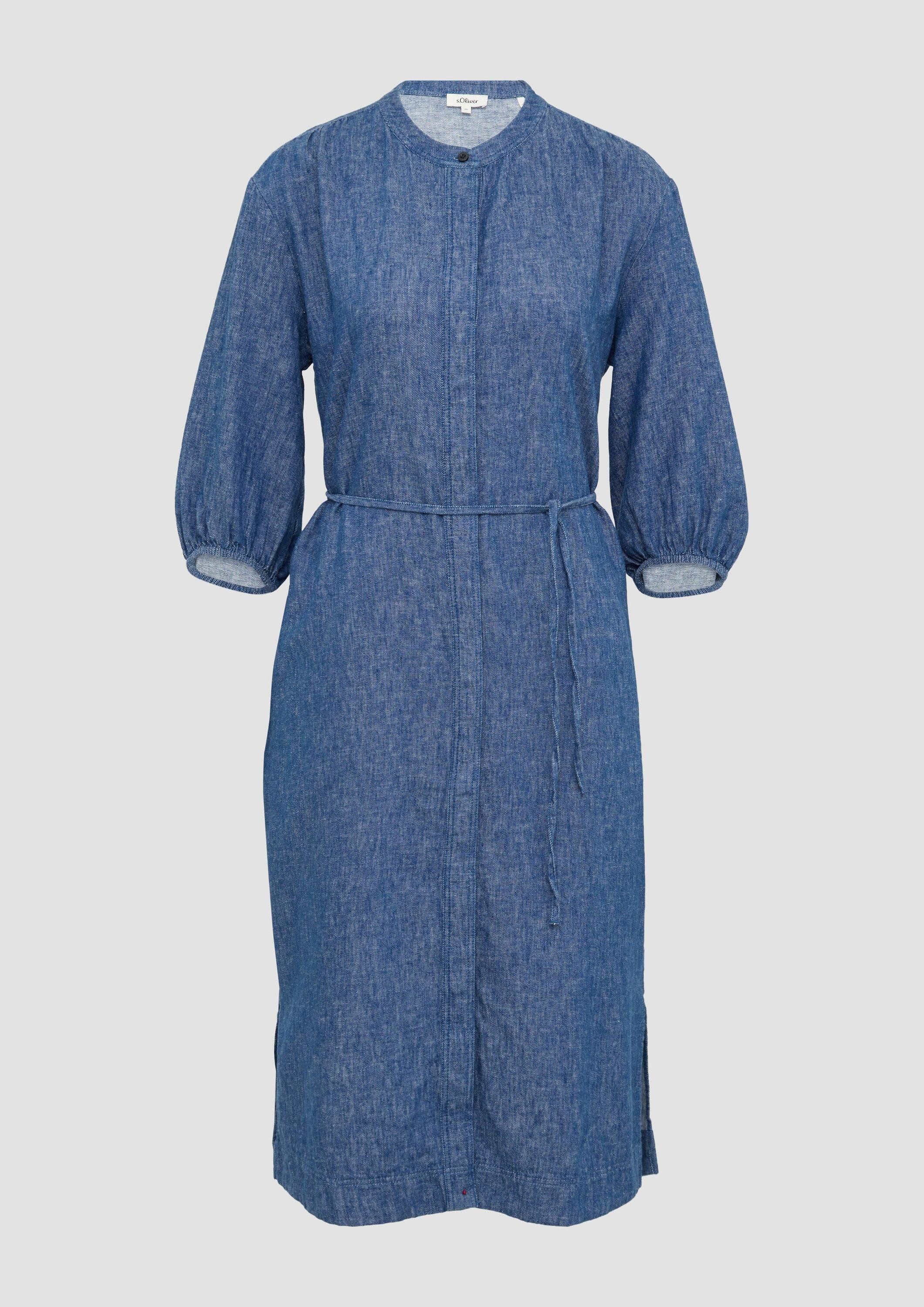 s.Oliver Midikleid Kleid Relaxed-Fit-Midikleid mit Eingrifftaschen und Raff-Details