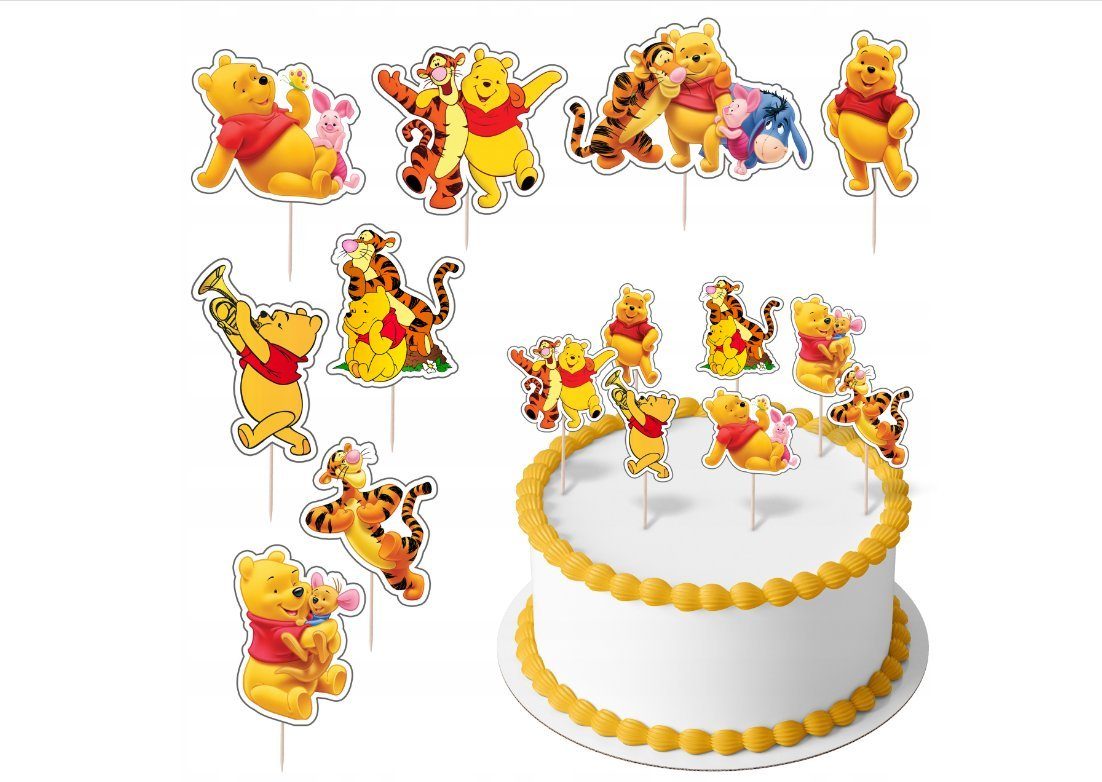 Festivalartikel Tortenstecker Winnie Puuh Topper Set 8 Stk Geburstag Torten Deko Kuchen Junge