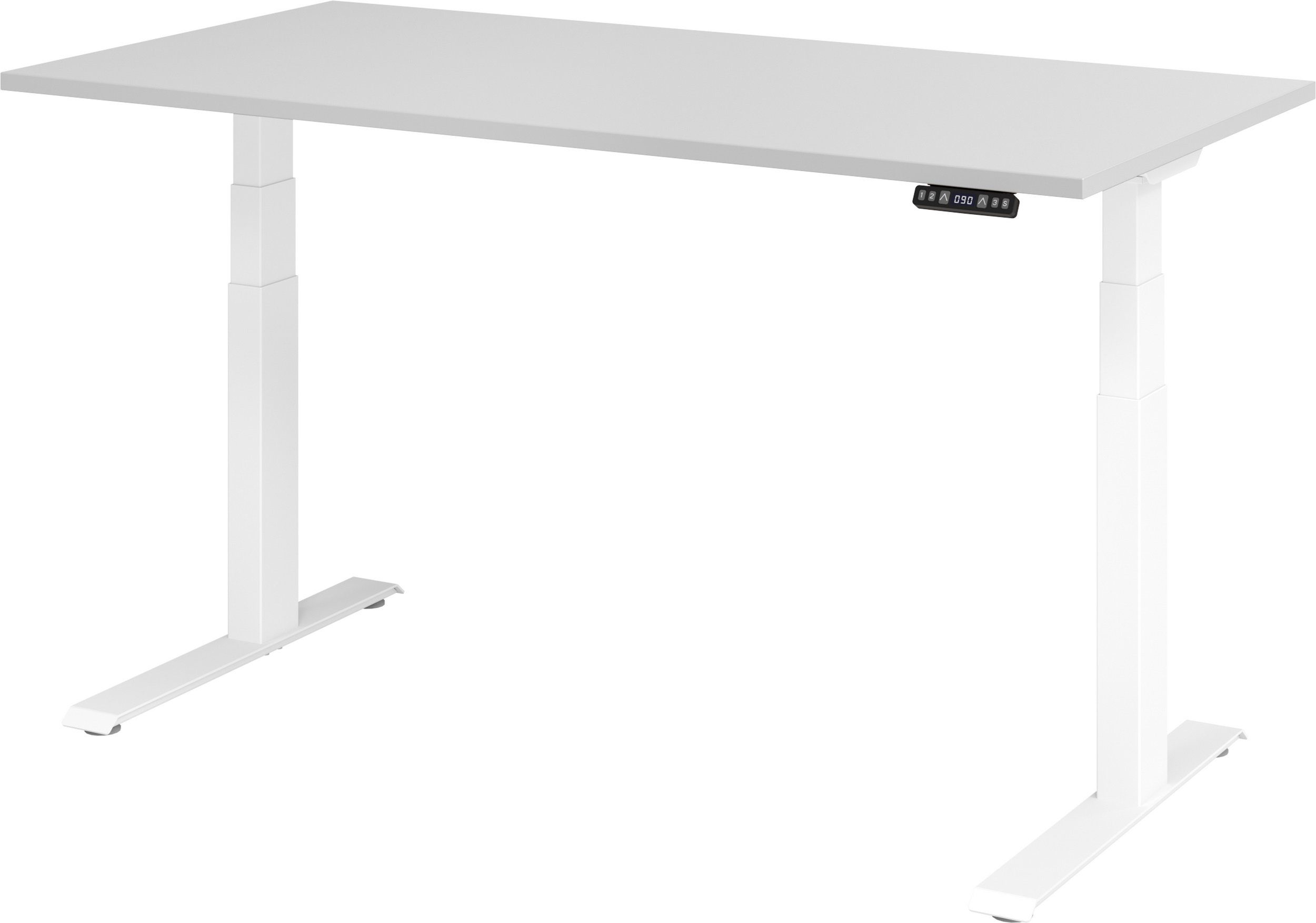 bümö Schreibtisch Schreibtisch 160 Gestell: - Grau 80 elektrisch | Dekor: Grau Weiß cm x Weiß XDKB, Rechteck: 