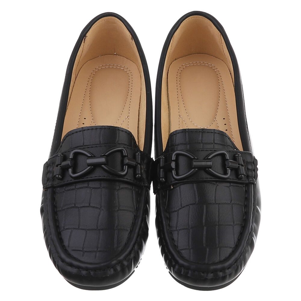 Ital-Design Eleganter Mokassin mit Schnalle für Damen im Alltag Slipper (90793497) Flach Mokassins in Schwarz – Bild 4 von 5