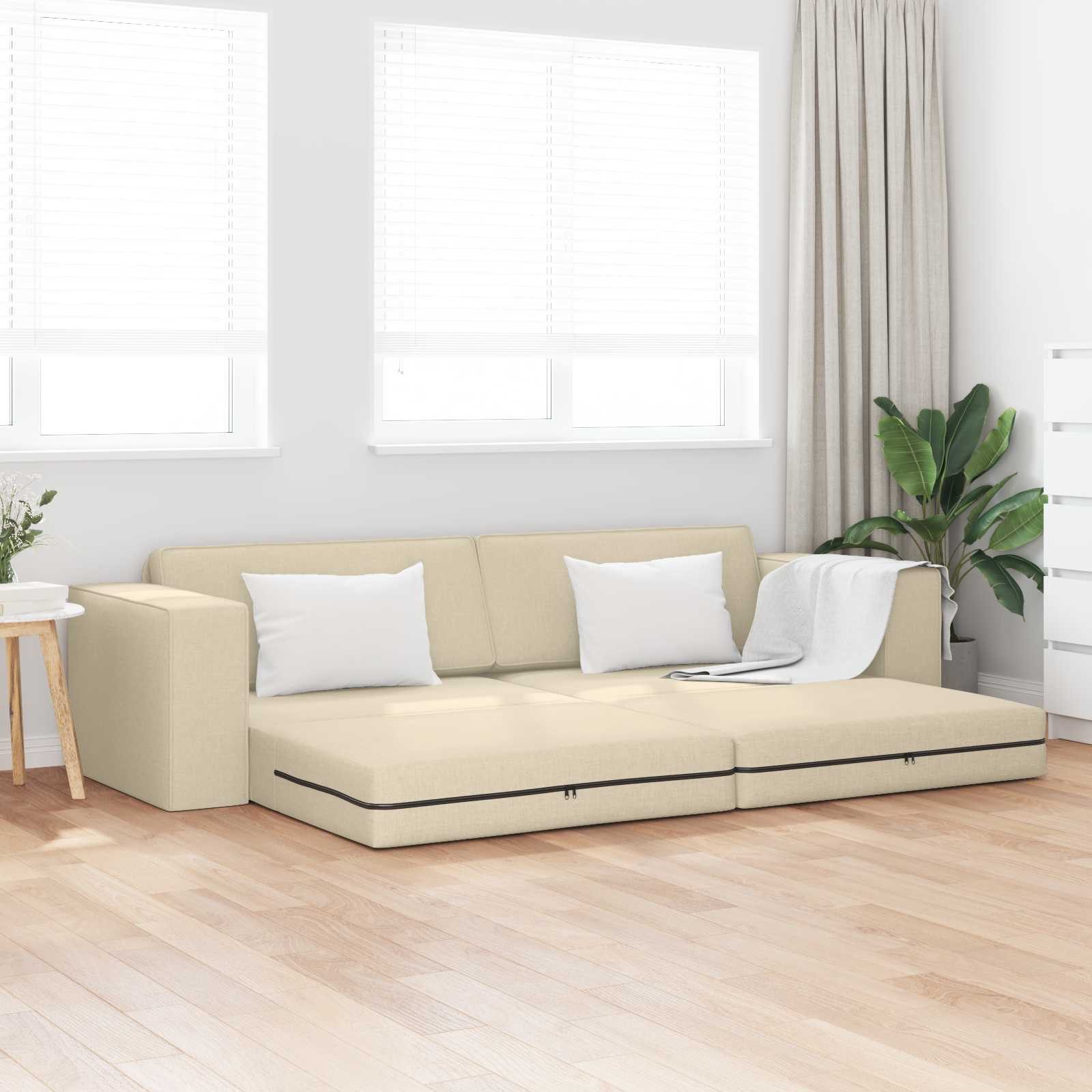 vidaXL Sofa Schlafsofa Creme 245 x 78 x 77 cm Stoff, 1 Teile – Bild 2 von 5