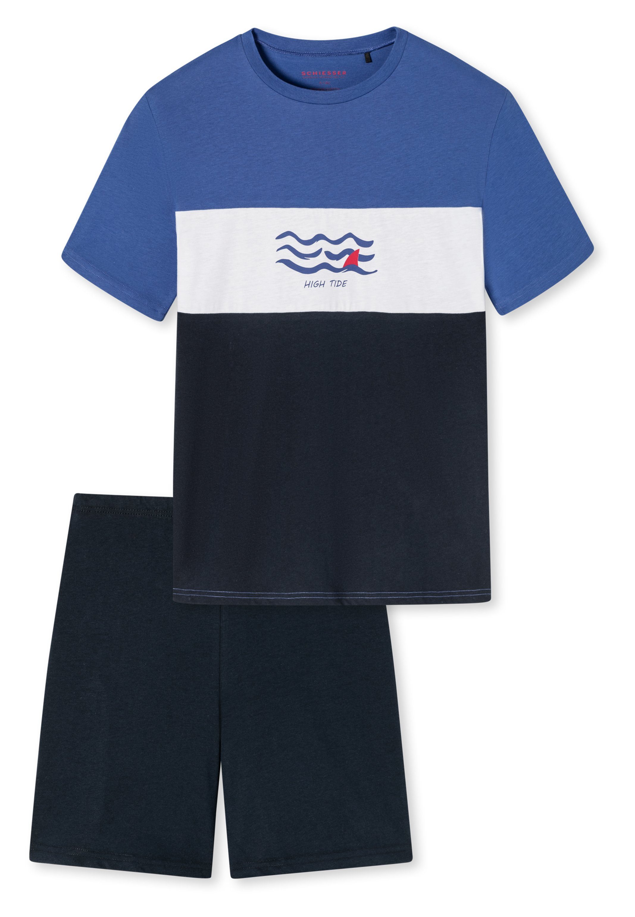 Aquatic - tlg) 2 (Set, Pyjama Schiesser Baumwolle - Schlafanzug Flow