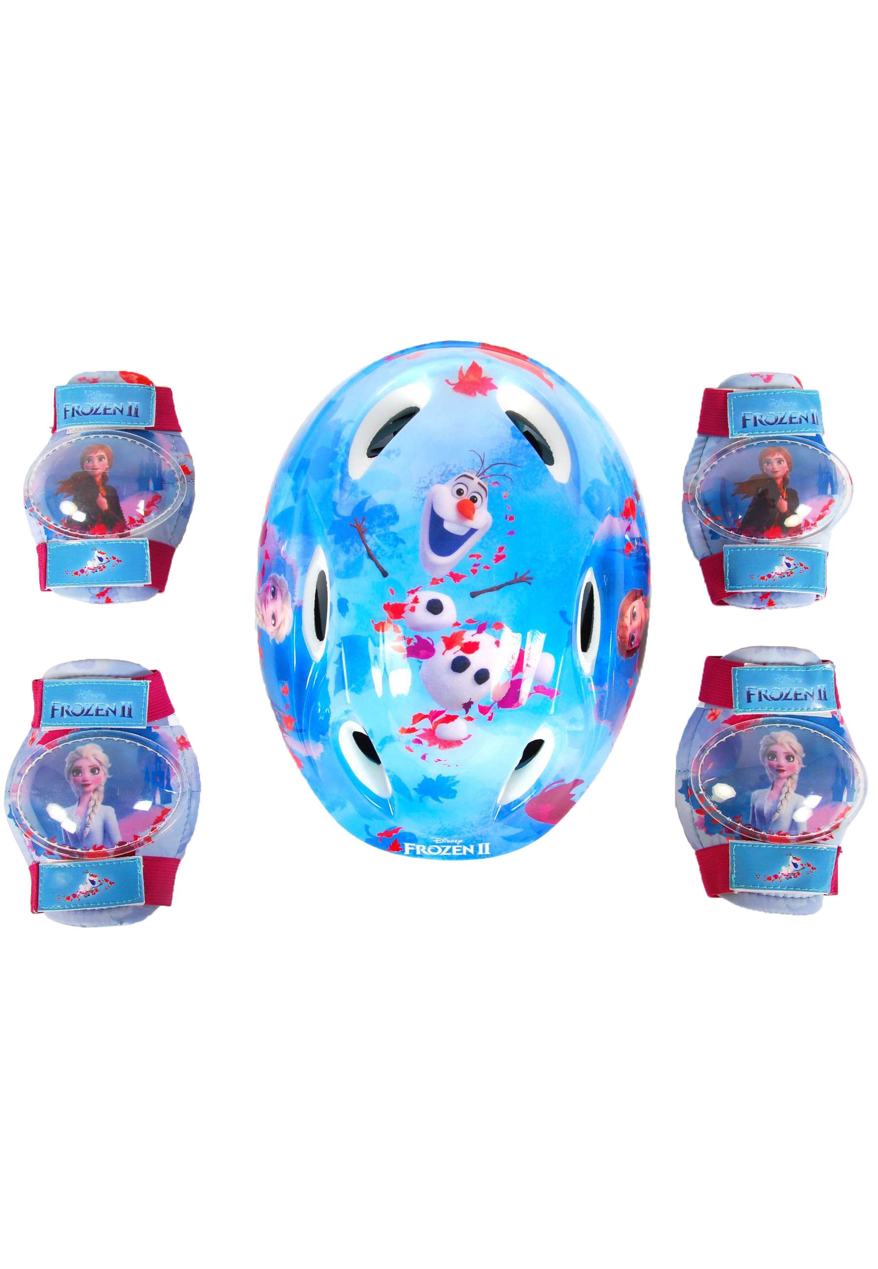 Disney Frozen Kinderfahrradhelm Deluxe Helm, Ellenbogen- und Knieschützer Eiskönigin Anna & Elsa Olaf, Gr. 52-56 cm TÜV/GS