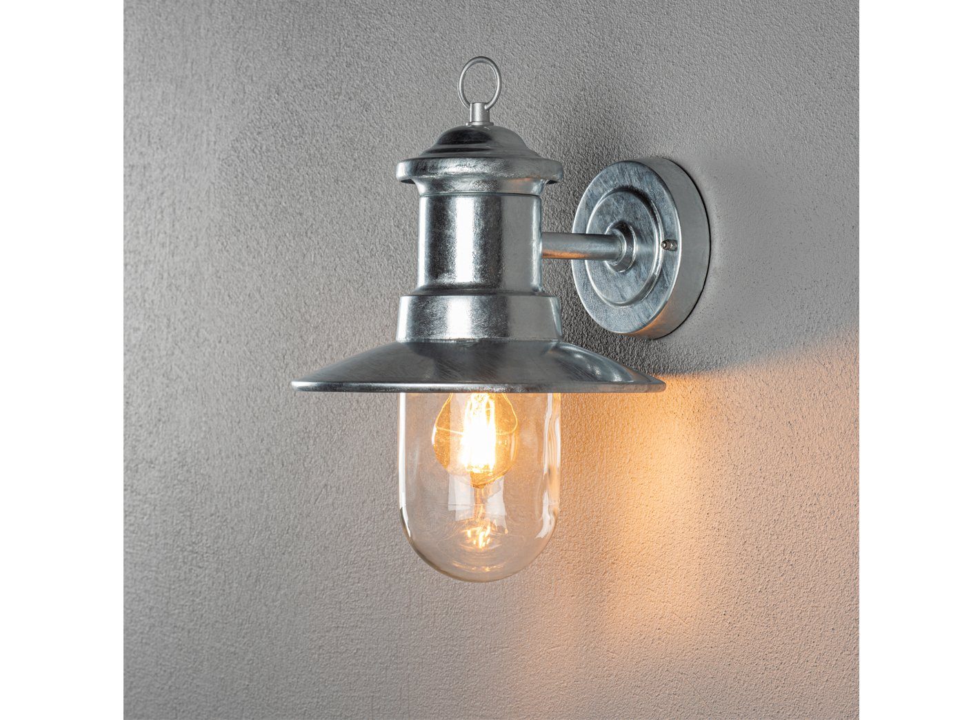 KONSTSMIDE LED Außen-Wandleuchte, LED wechselbar, Warmweiß, Wand-laterne rostfrei, Fassadenbeleuchtung Hauswand, Silber H: 30,5cm