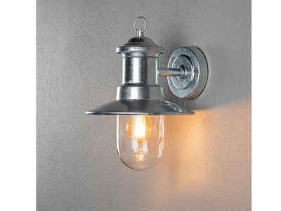 KONSTSMIDE LED Außen-Wandleuchte, LED wechselbar, Warmweiß, Wand-laterne rostfrei, Fassadenbeleuchtung Hauswand, Silber H: 30,5cm