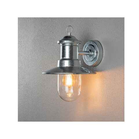 KONSTSMIDE LED Außen-Wandleuchte, LED wechselbar, Warmweiß, Wand-laterne rostfrei, Fassadenbeleuchtung Hauswand, Silber H: 30,5cm