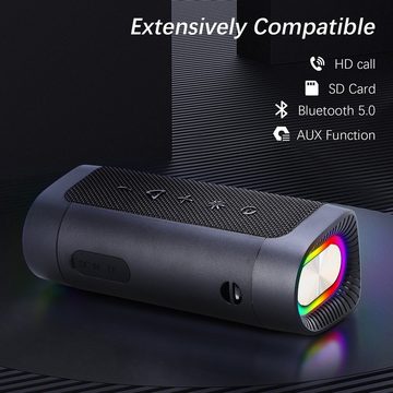 Gontence Outdoor Tragbarer Musikbox mit RGB Licht/ blinken mit Musik Bluetooth-Lautsprecher (Party Camping Radfahren Wasserdichter Bluetooth-Lautsprecher)