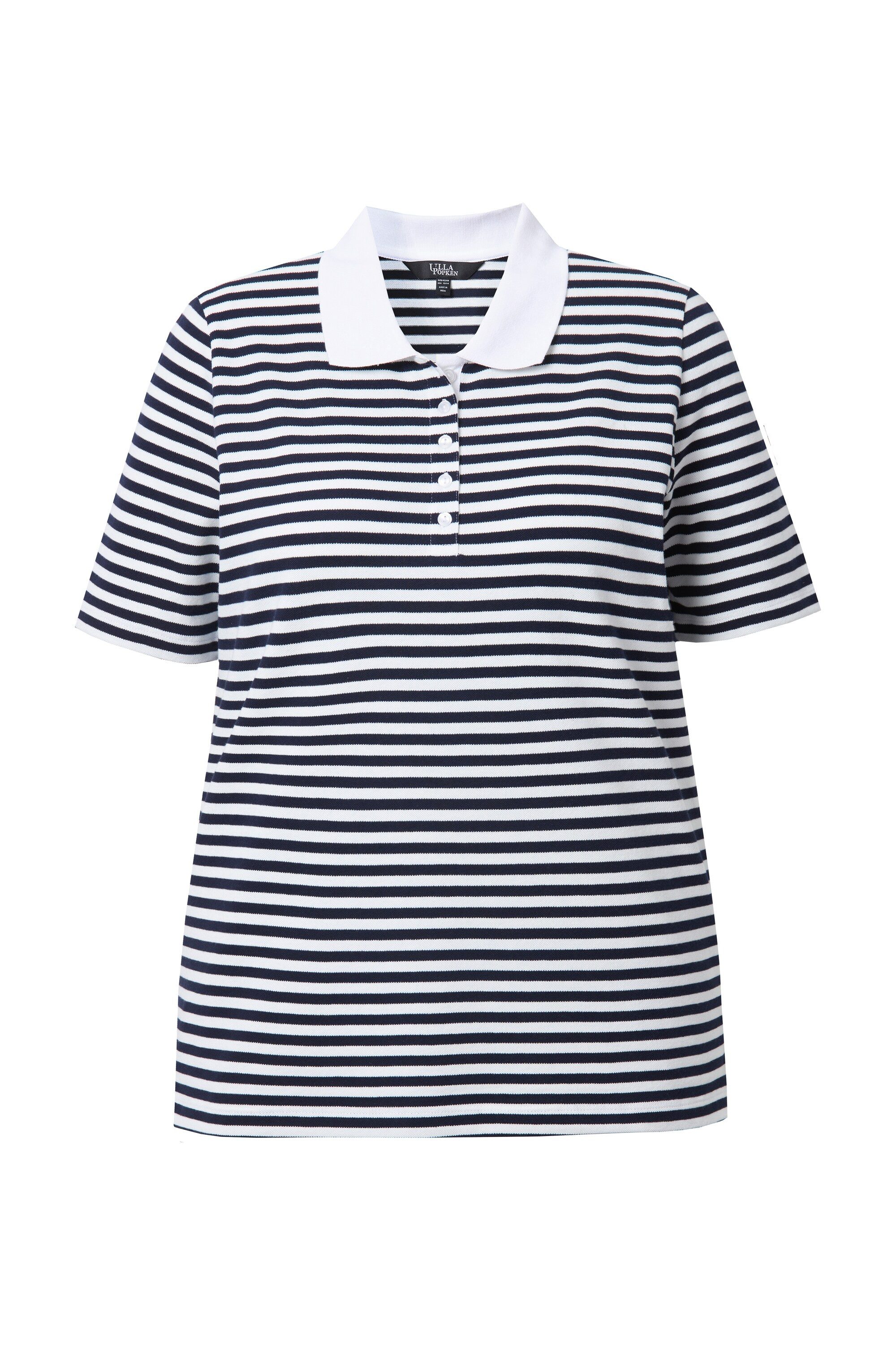 Ulla Popken Poloshirt Poloshirt Classic Fit Piqué Ringel Halbarm günstig online kaufen