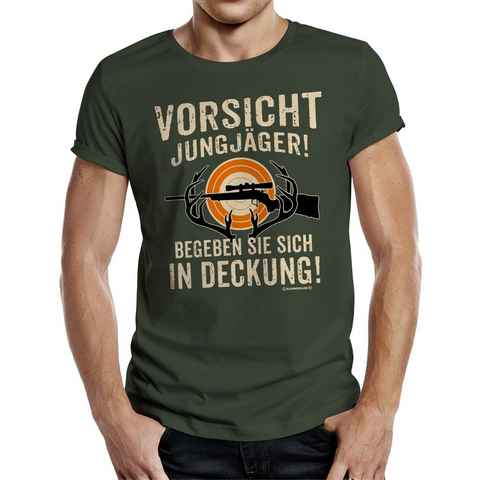 RAHMENLOS® T-Shirt Das Geschenk für Jäger "Vorsicht Jungjäger"