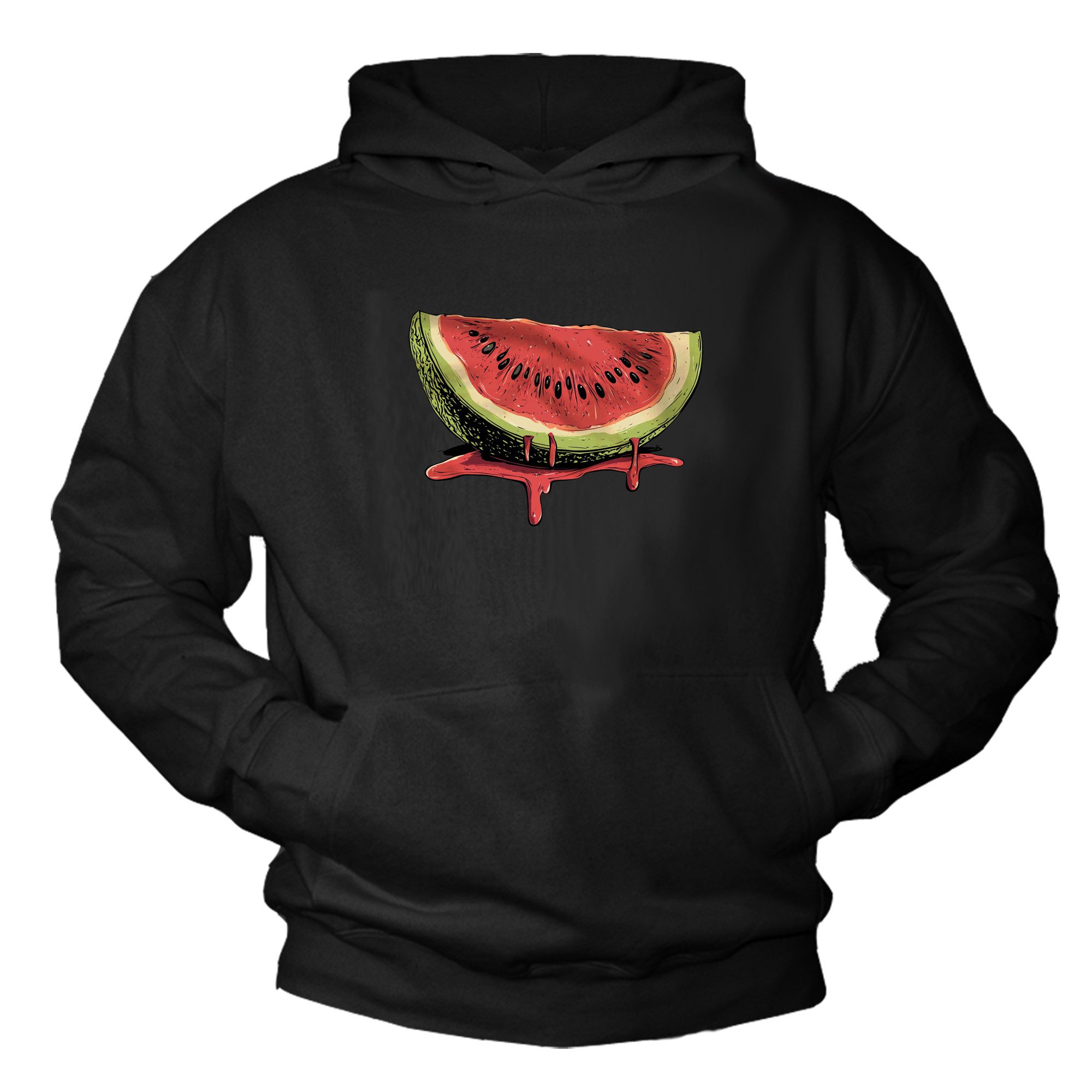 MAKAYA Kapuzenpullover Herren mit Aufdruck Wassermelone Pulli Sweatshirt (Schwarz, S, M, L, XL, XXL, 3XL, 4XL) Baumwolle