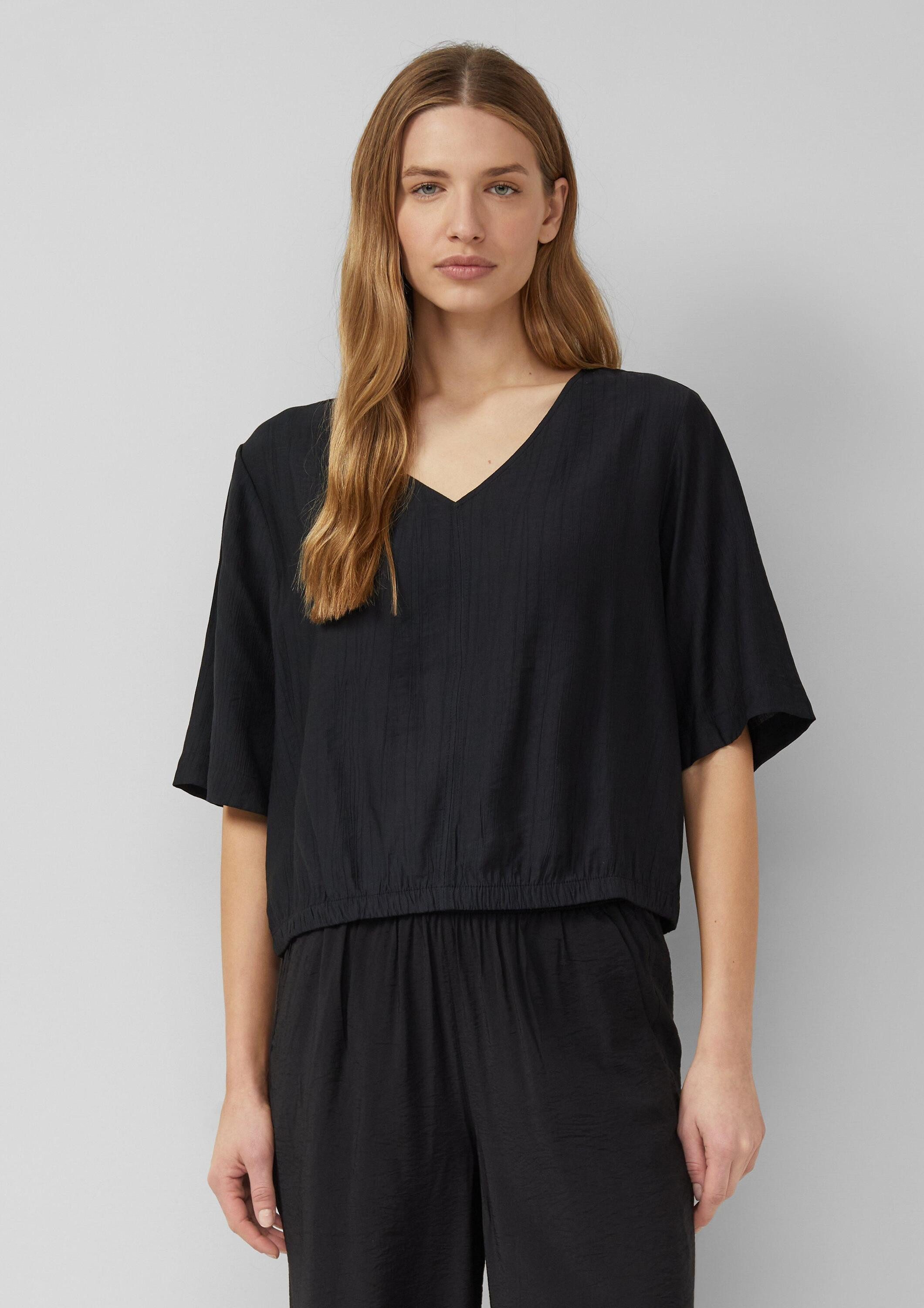 s.Oliver Kurzarmbluse Bluse Strukturierte Bluse im O-Shape