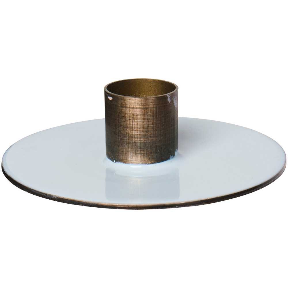 Ib Laursen Kerzenhalter IB Laursen Kerzenhalter RUND 2-Farbig HELLBLAU Gold für 1 Stabkerze