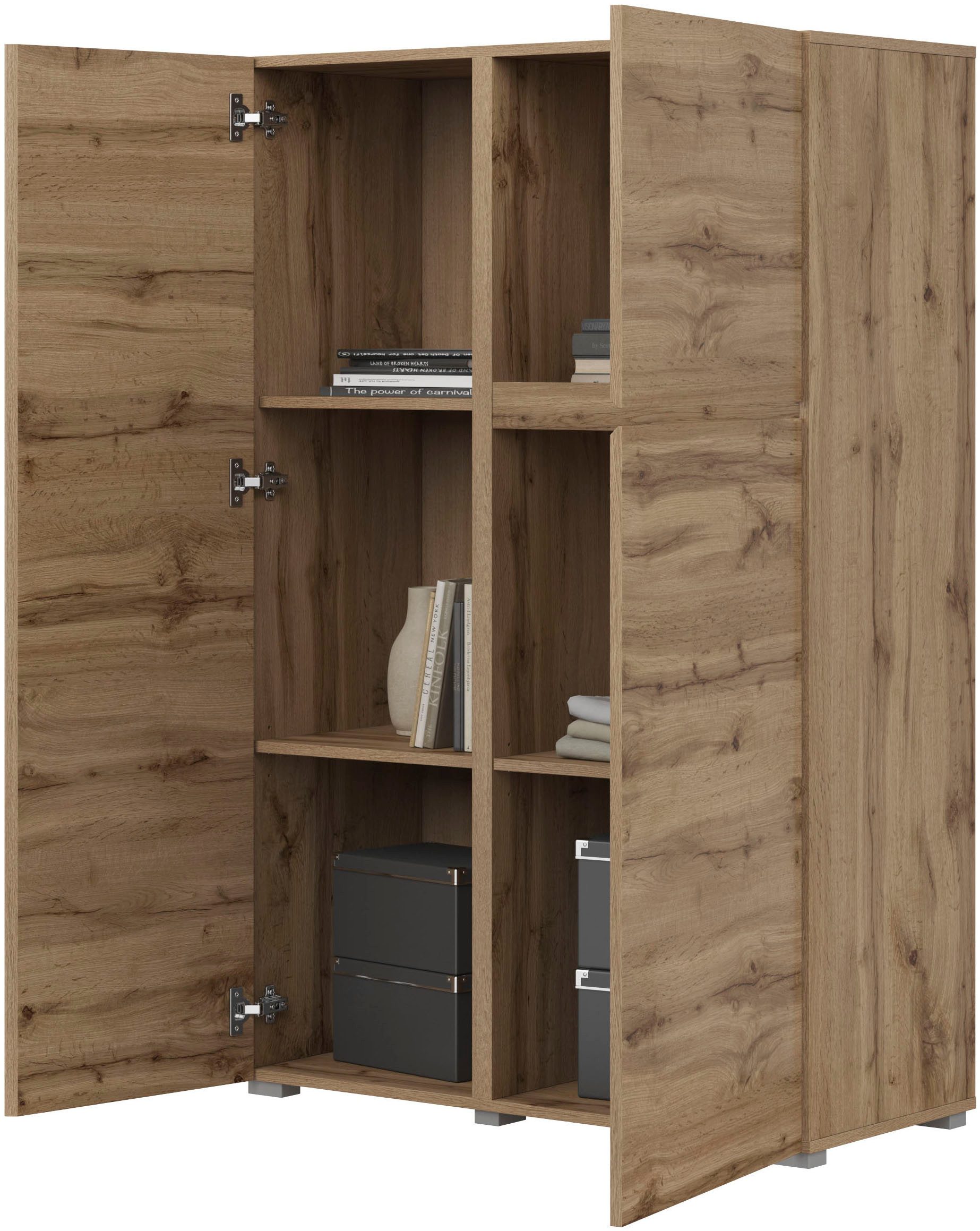 OTTO home Highboard Metric,Breite 92cm, moderne grifflose Hochkommode 3 Türen,Highboard, Hochschrank mit viel Stauraum, Einlegeböden verstellbar, Türkommode