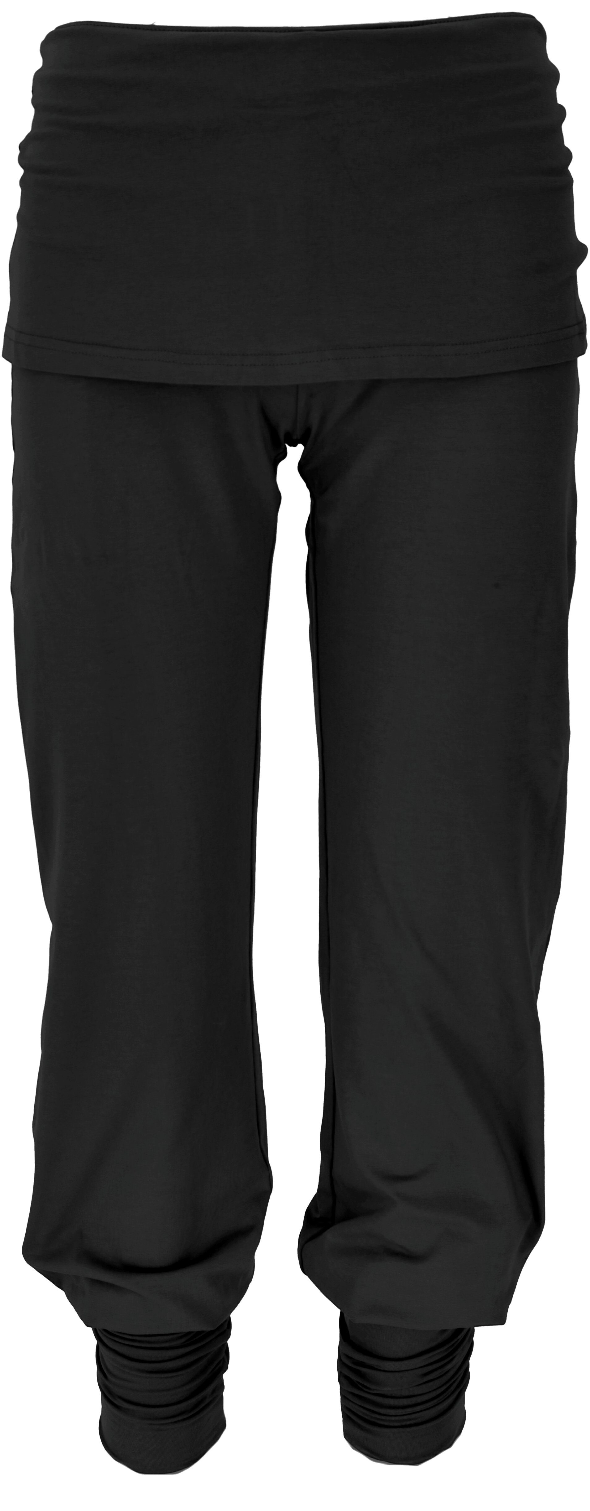 Guru-Shop Relaxhose Yoga-Hose mit Minirock Bio-Qualität - Bekleidung alternative schwarz in