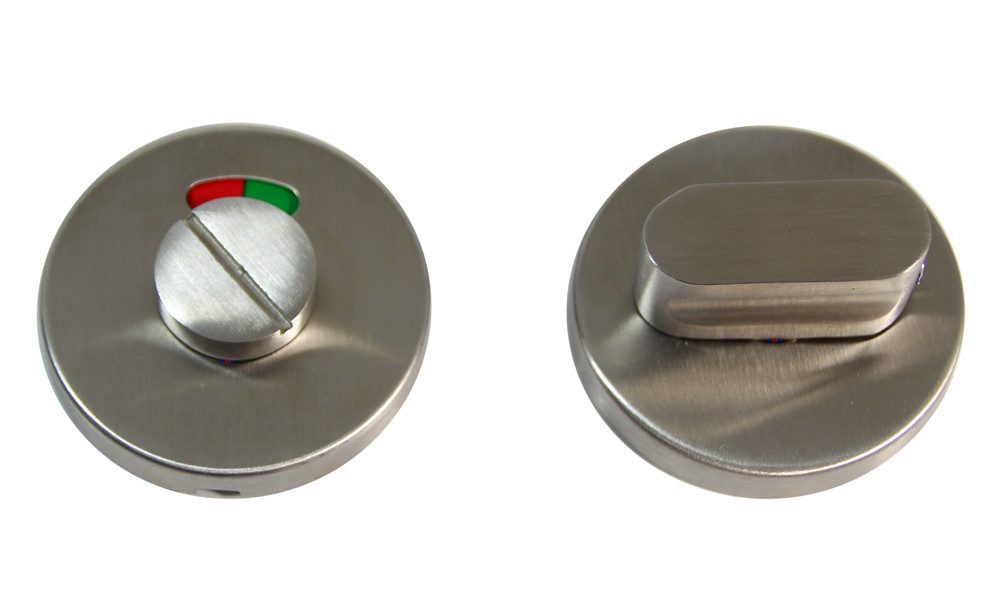 Türbeschlag Edelstahl WC Drehriegel WCR 1 mit Frei Besetzt Anzeige Bad (2 St), Rostfreier Edelstahl Feuchtraum geeignet