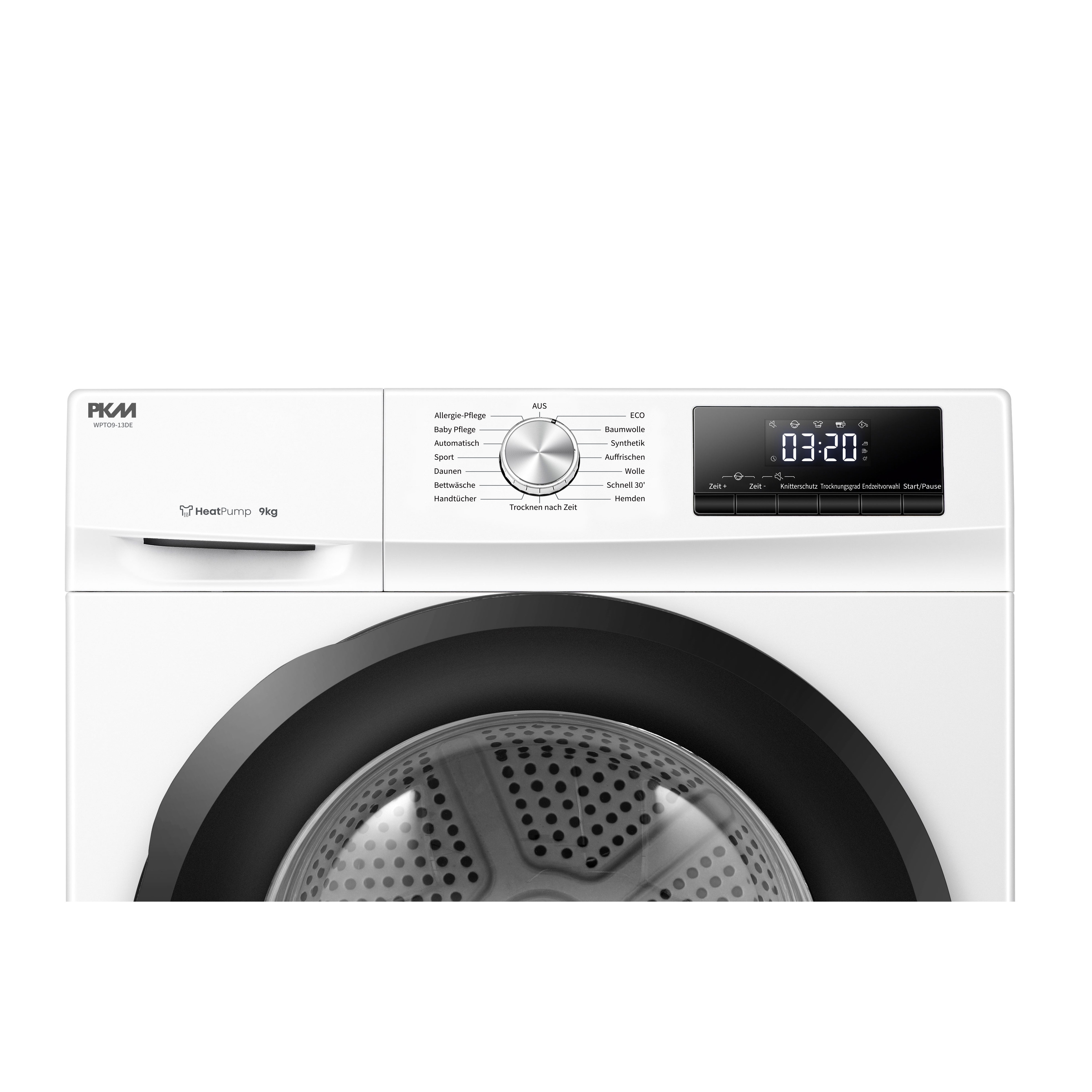 PKM Wärmepumpentrockner WPTO9-13DE, 13 Programme Endzeitvorwahl Signalton höhenverstellbar
