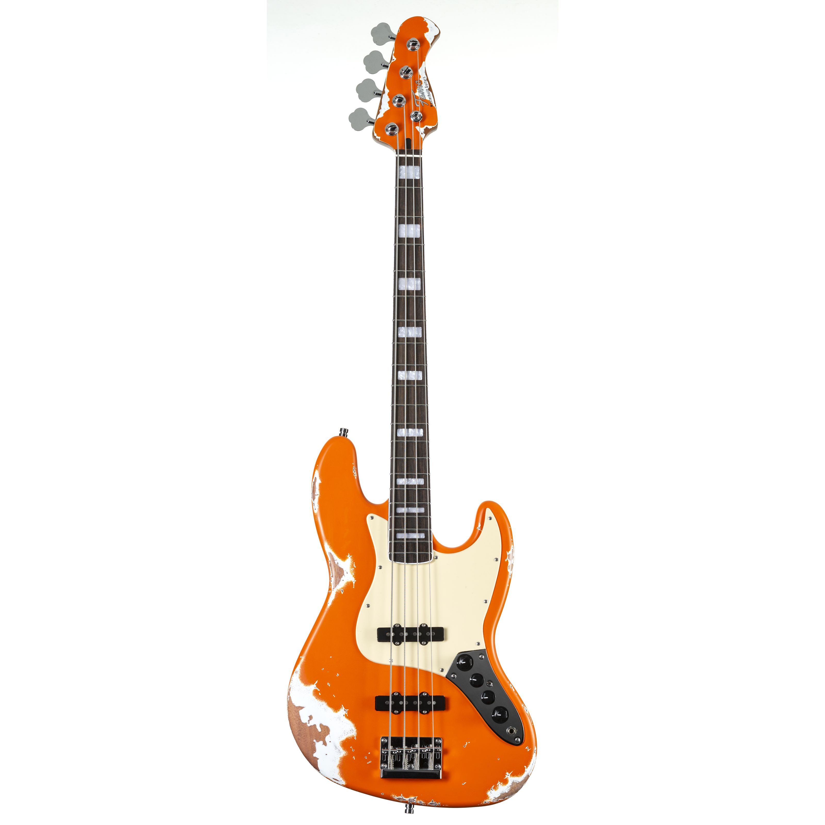 FAME E-Bass, E-Bässe, 4-Saiter E-Bässe, Custom JB 4 Hardcore Worn Capri Orange - E-Bass