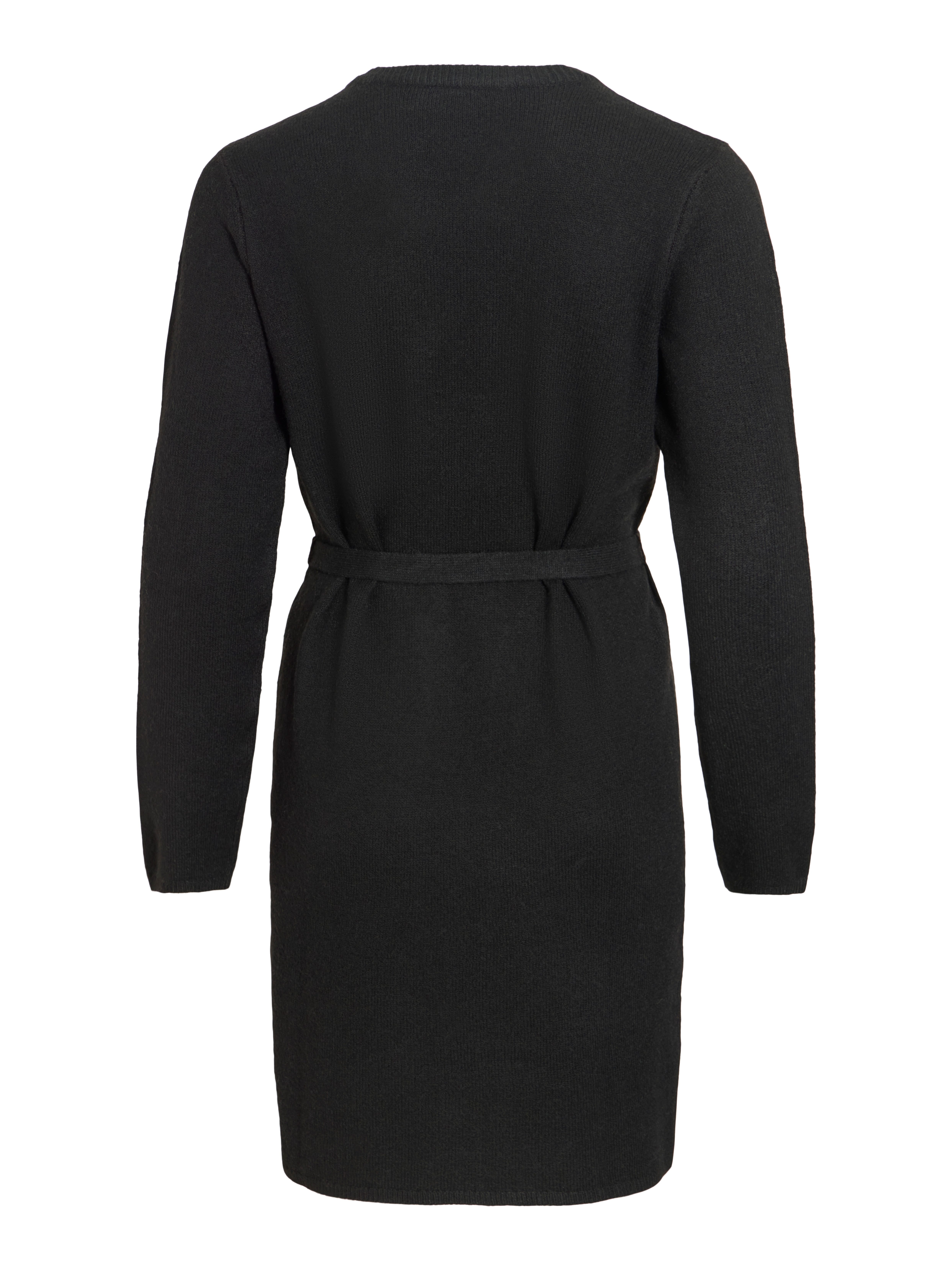 Vila Strickkleid VILIGA L/S O-NECK BELTED KNIT DRESS-NOOS Materialmix, normal geschnitten