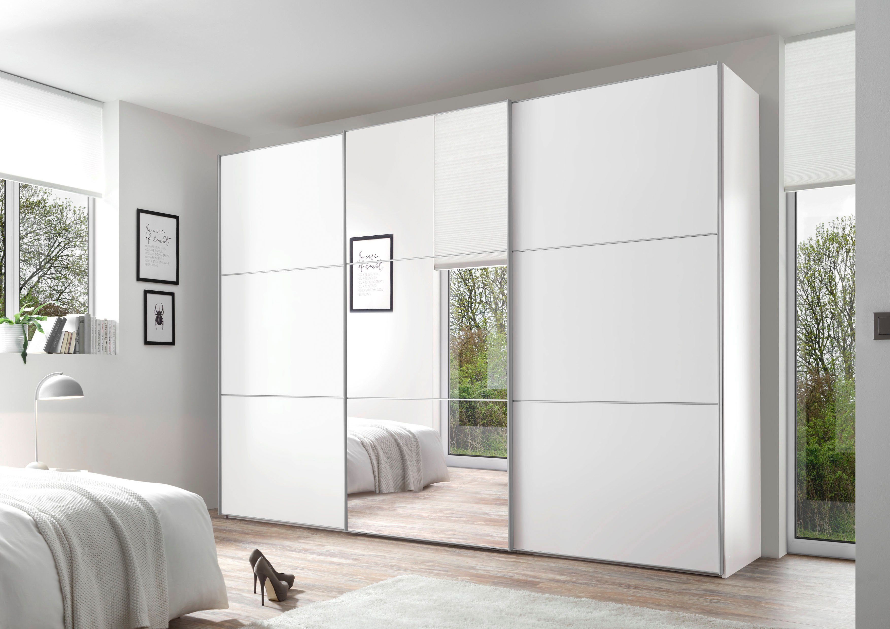 STAUD Schwebetürenschrank Includo, Made in Germany Mit Spiegeltüre und vier verschiedenen Ausstattungsvarianten